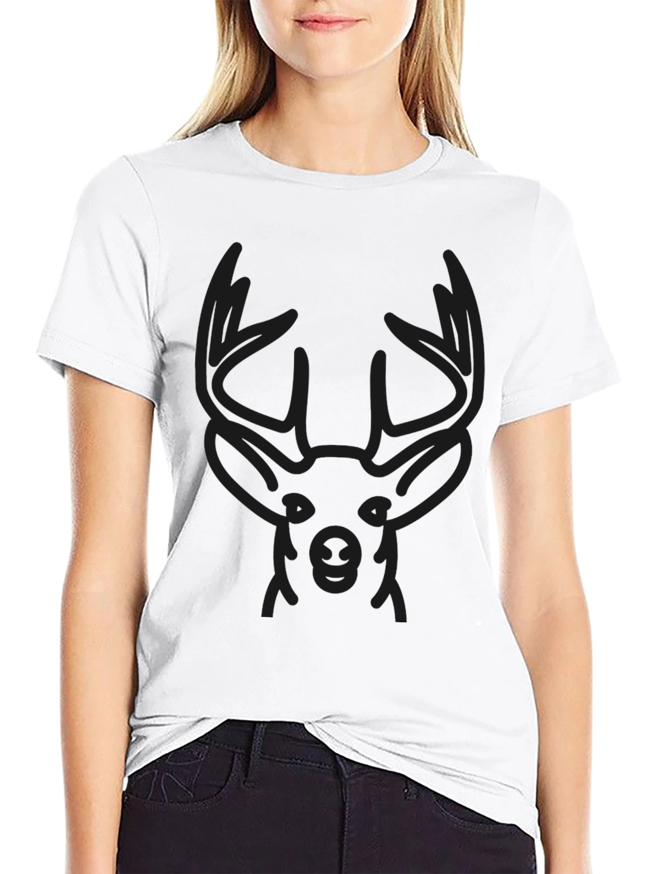 Black Men's Black Deer Graphic T-Shirt view 9