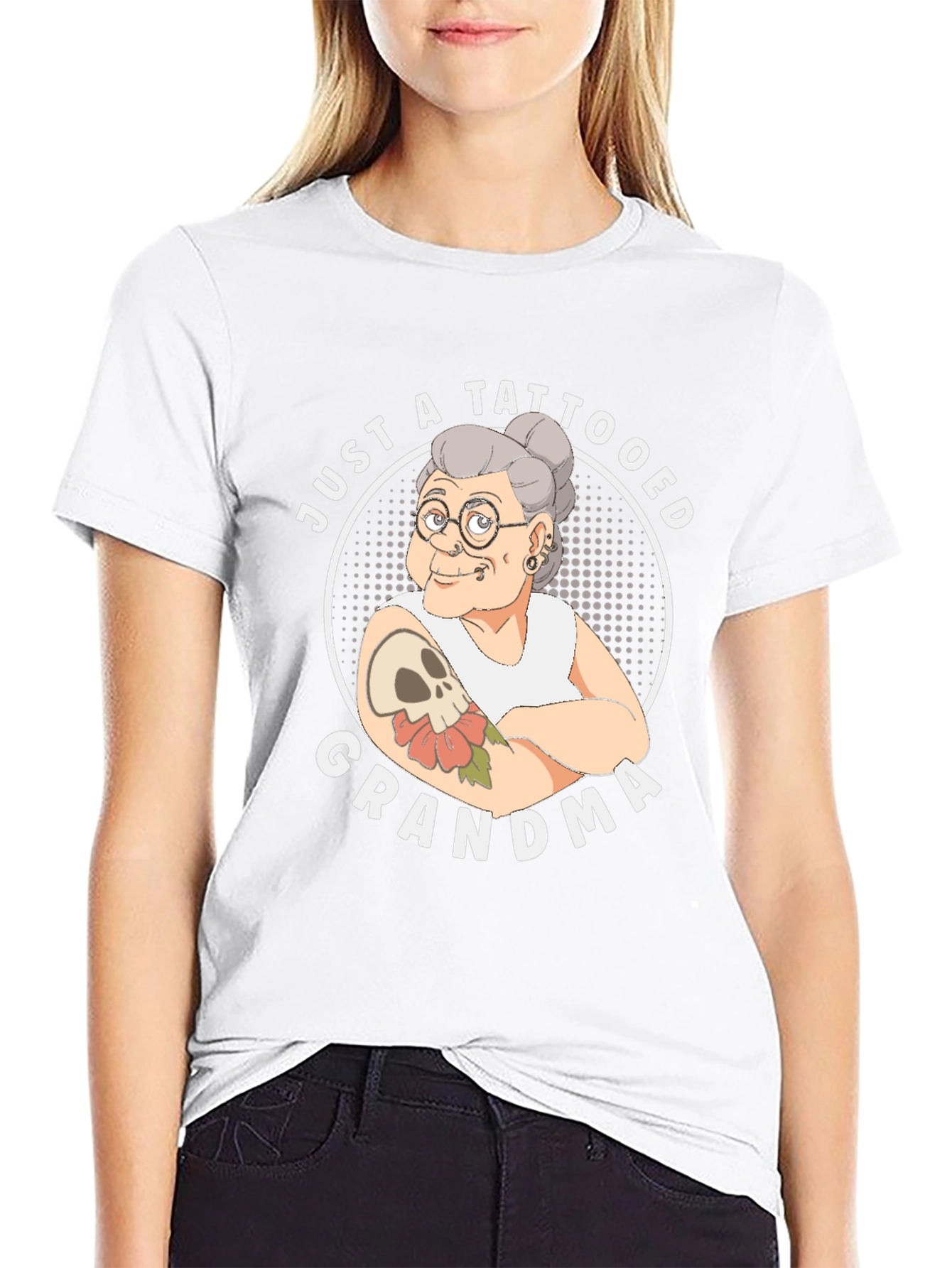 Black Tattooed Grandma T-Shirt - Funny Graphic Tee view 9