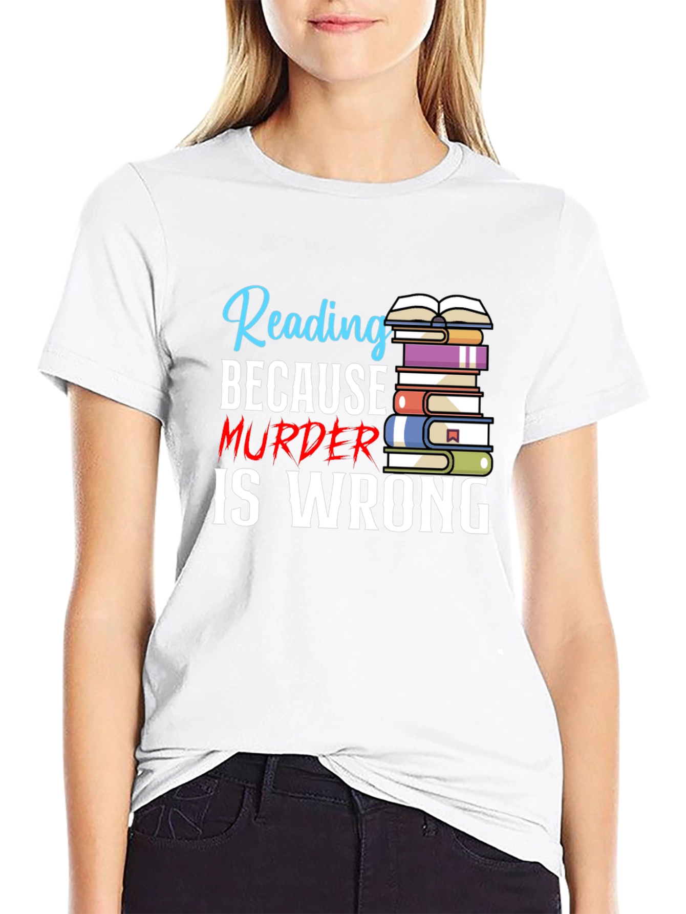 Black Reading Because Murder Is Wrong T-Shirt view 9