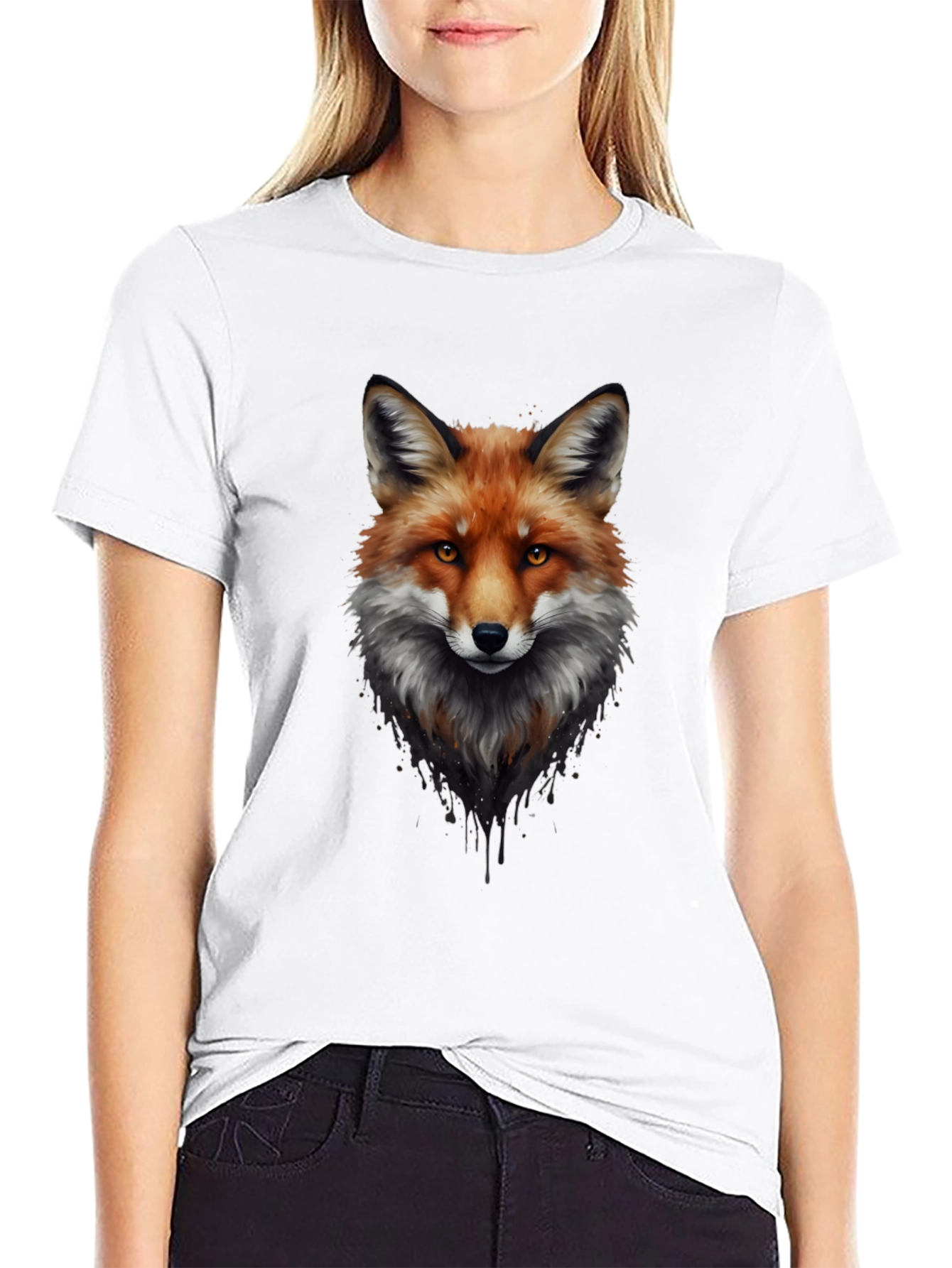 Black Fox Graphic Print Black T-Shirt view 9