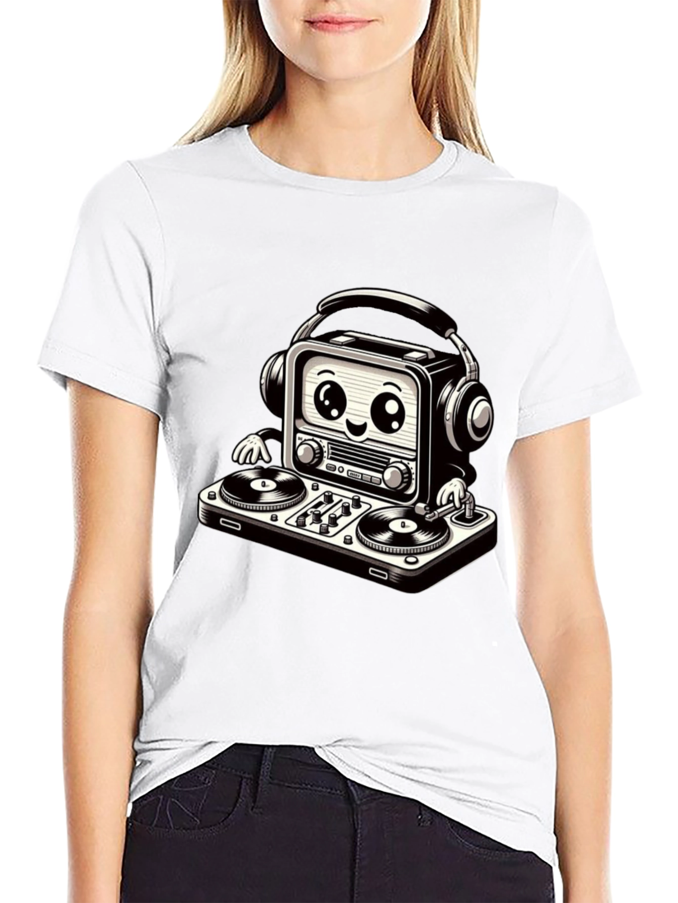 Black DJ Radio T-Shirt - Cool Graphic Tee view 9