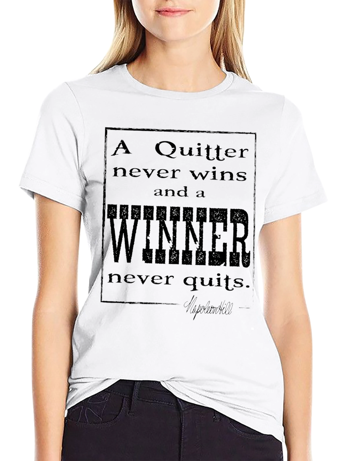 Black Inspirational Quote T-Shirt - Never Quit view 9