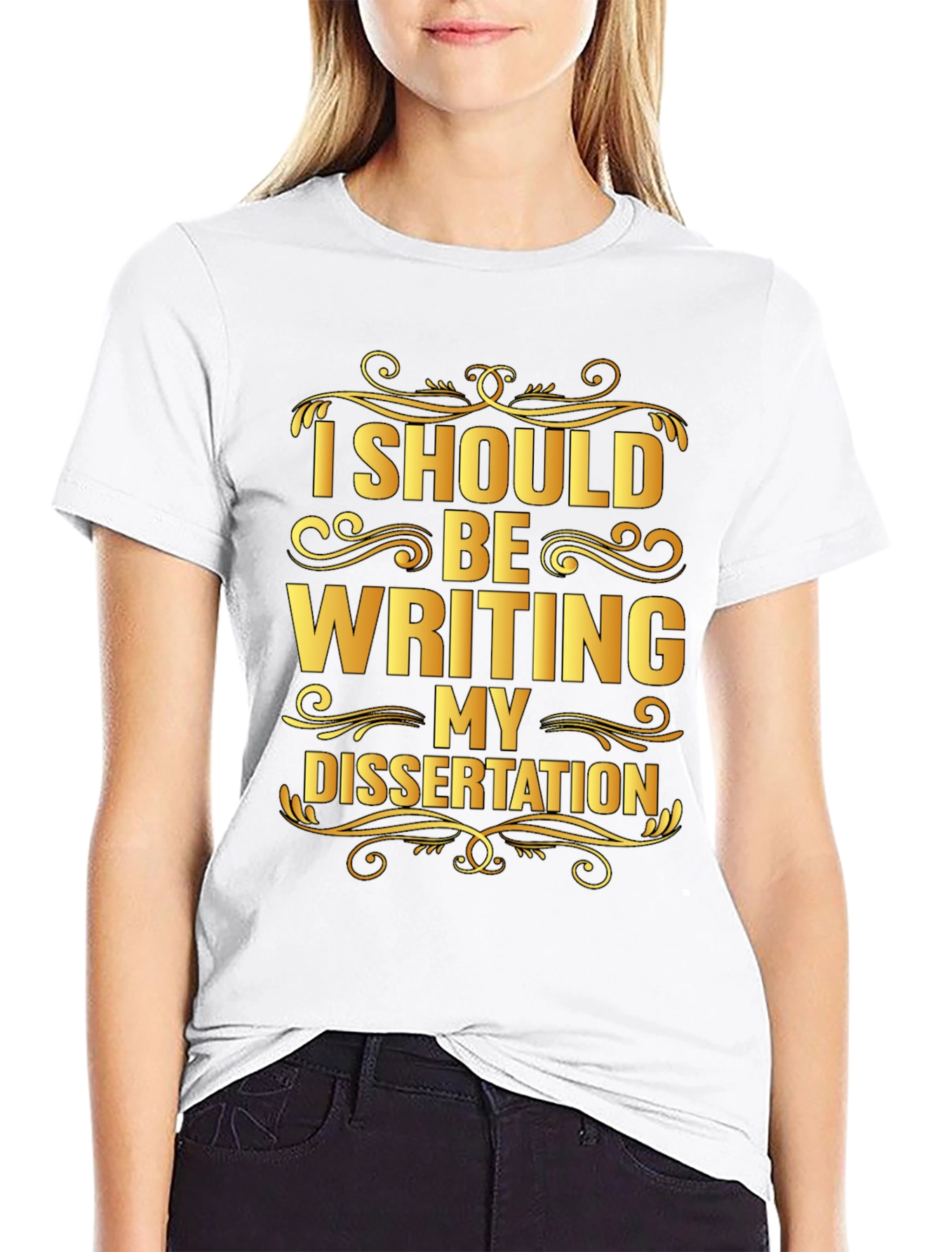 Black Dissertation Humor T-Shirt: I Should Be Writing My Dissertation view 9