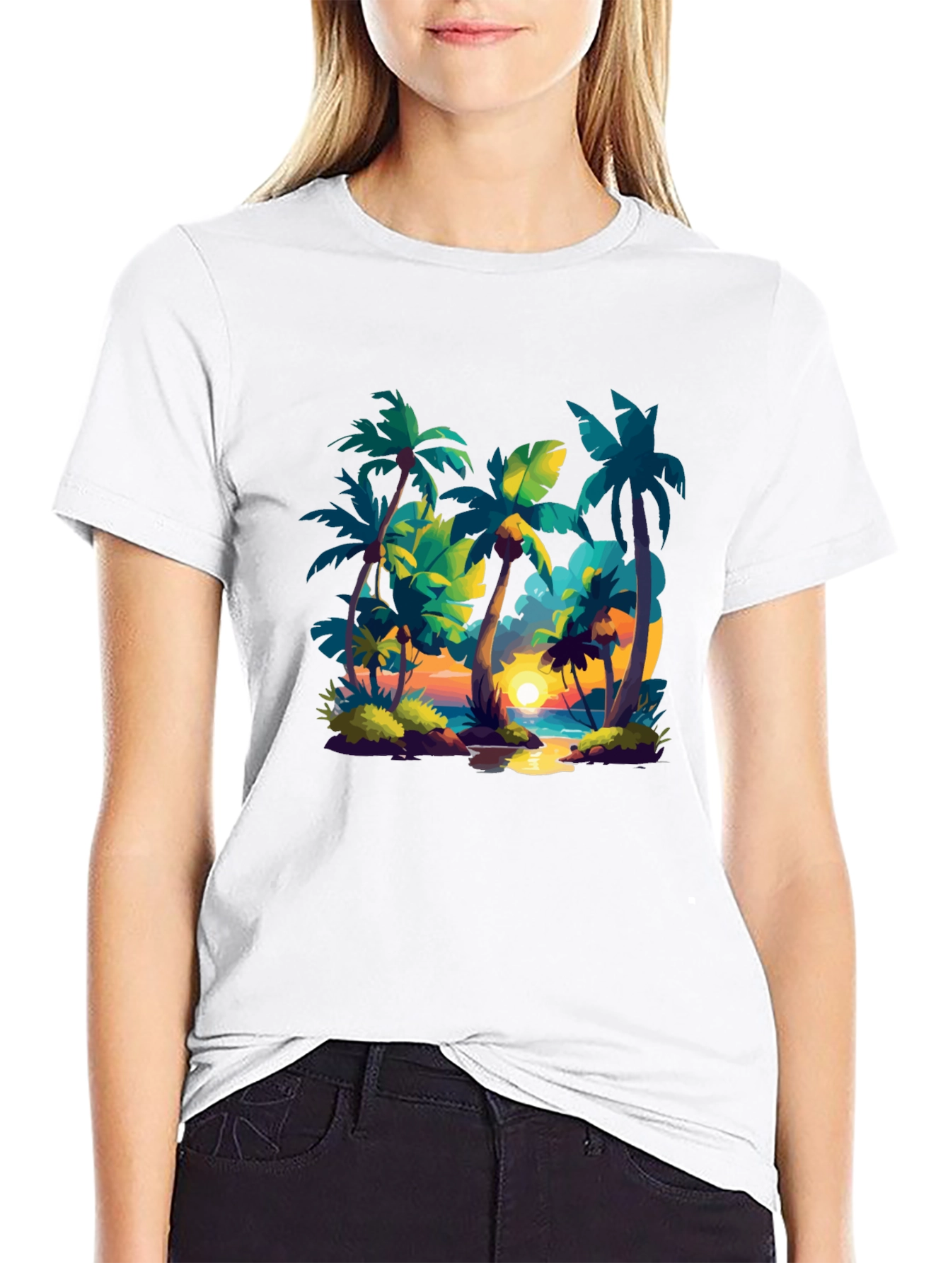 Black Tropical Sunset Tee - Island Vibes view 9