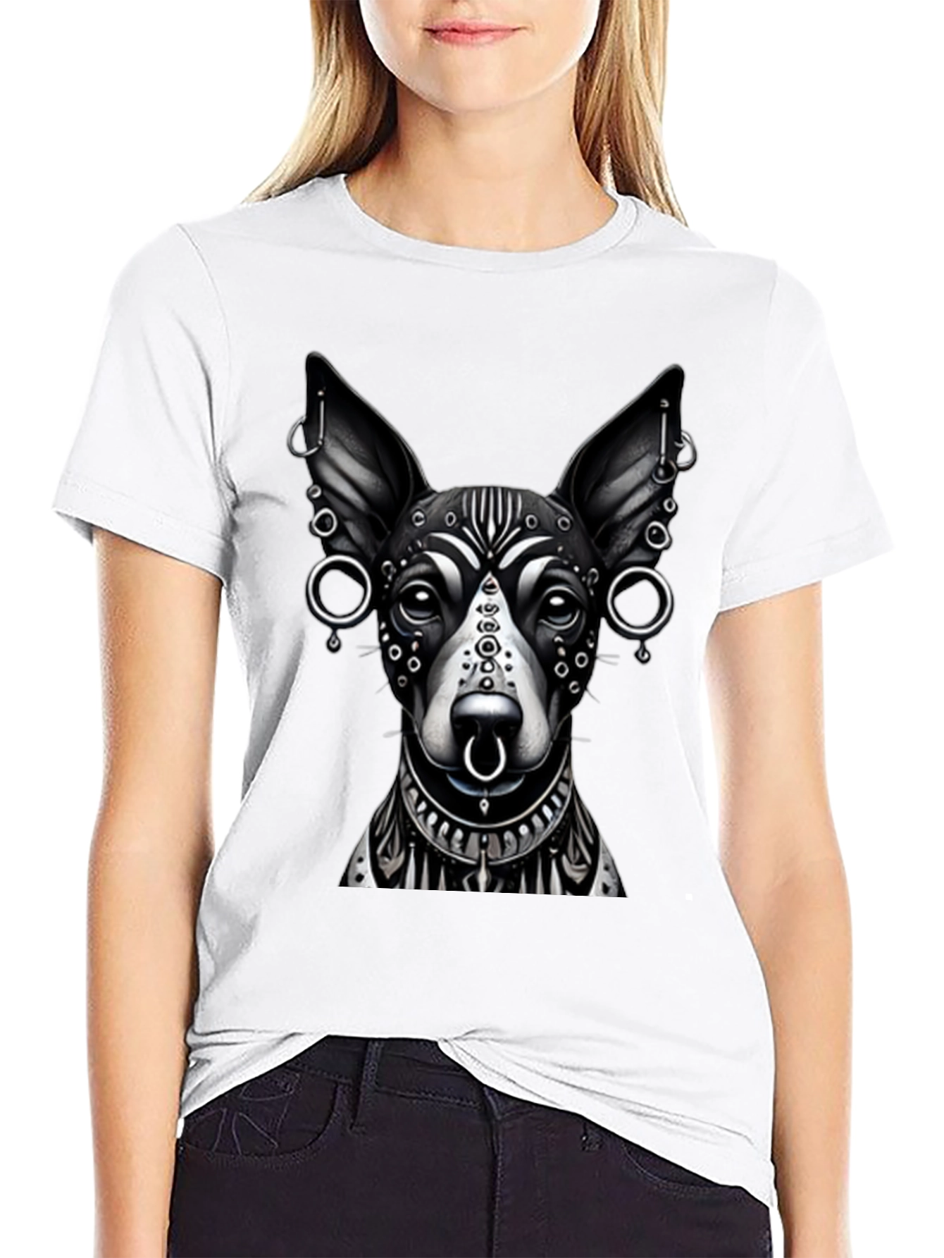 Black Dog Tattoo Art Black T-Shirt view 9