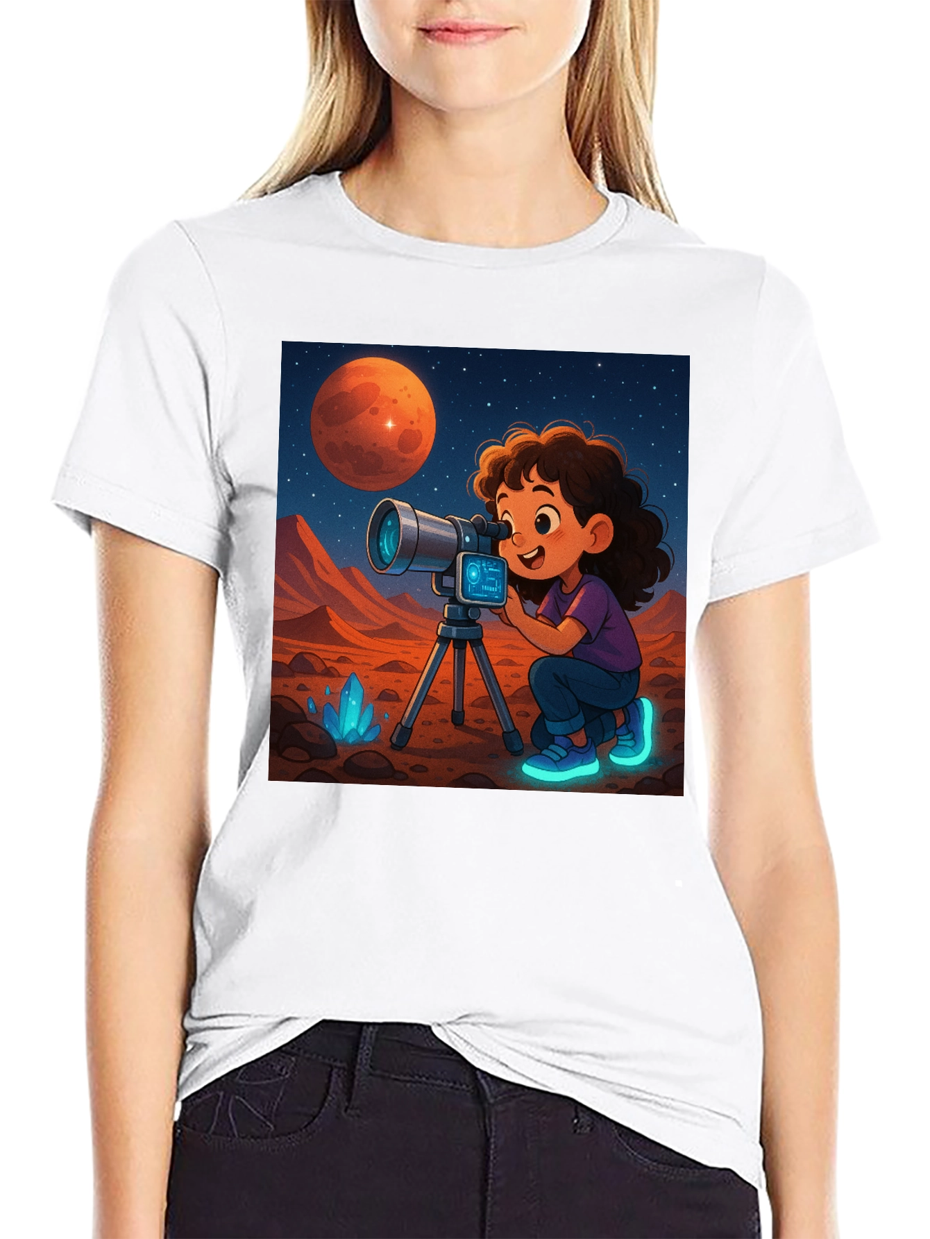 Black Mars Explorer Graphic Tee - Space Adventure Shirt view 9