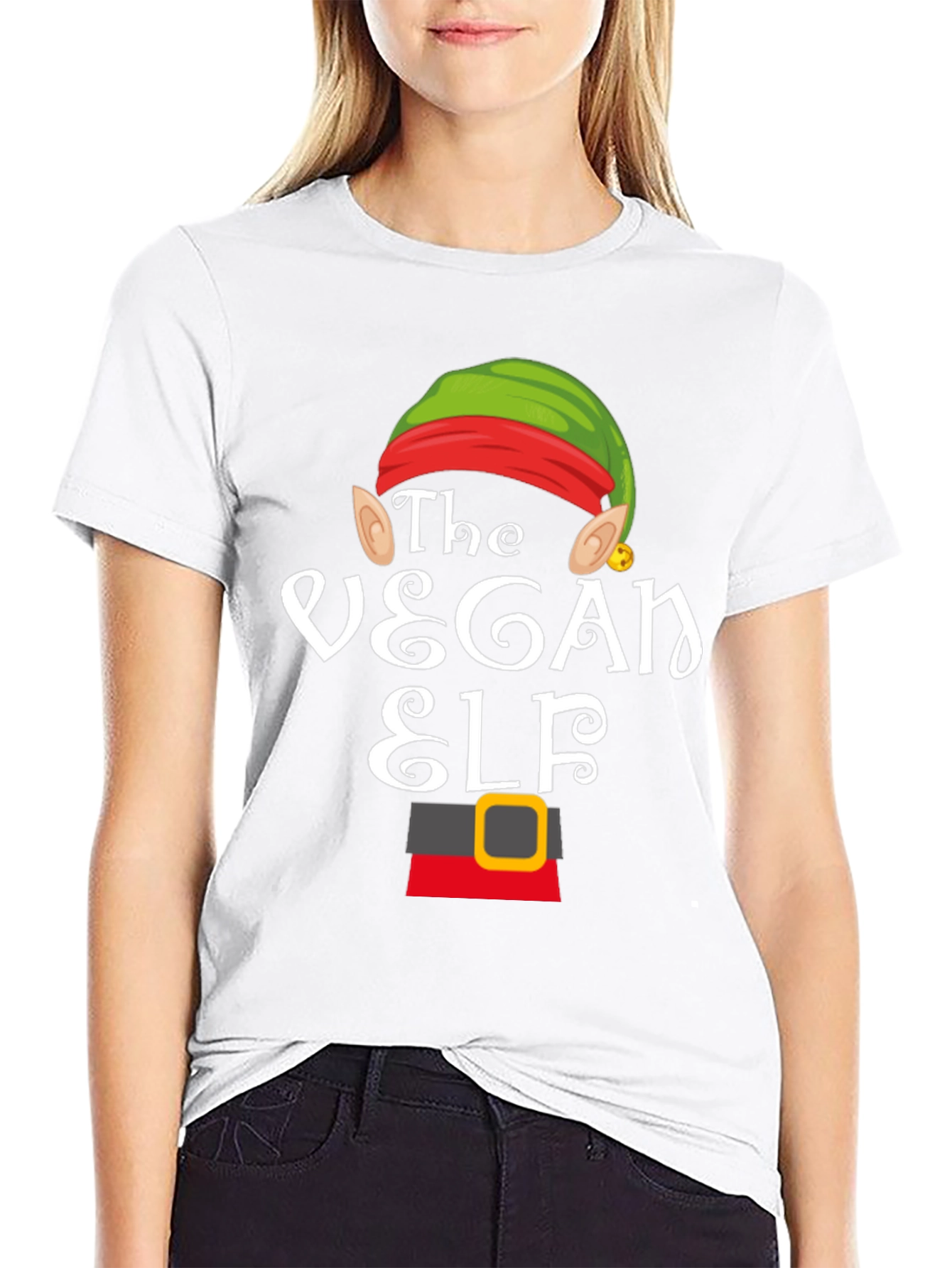 Black Vegan Elf T-Shirt - Holiday Festive Apparel view 9