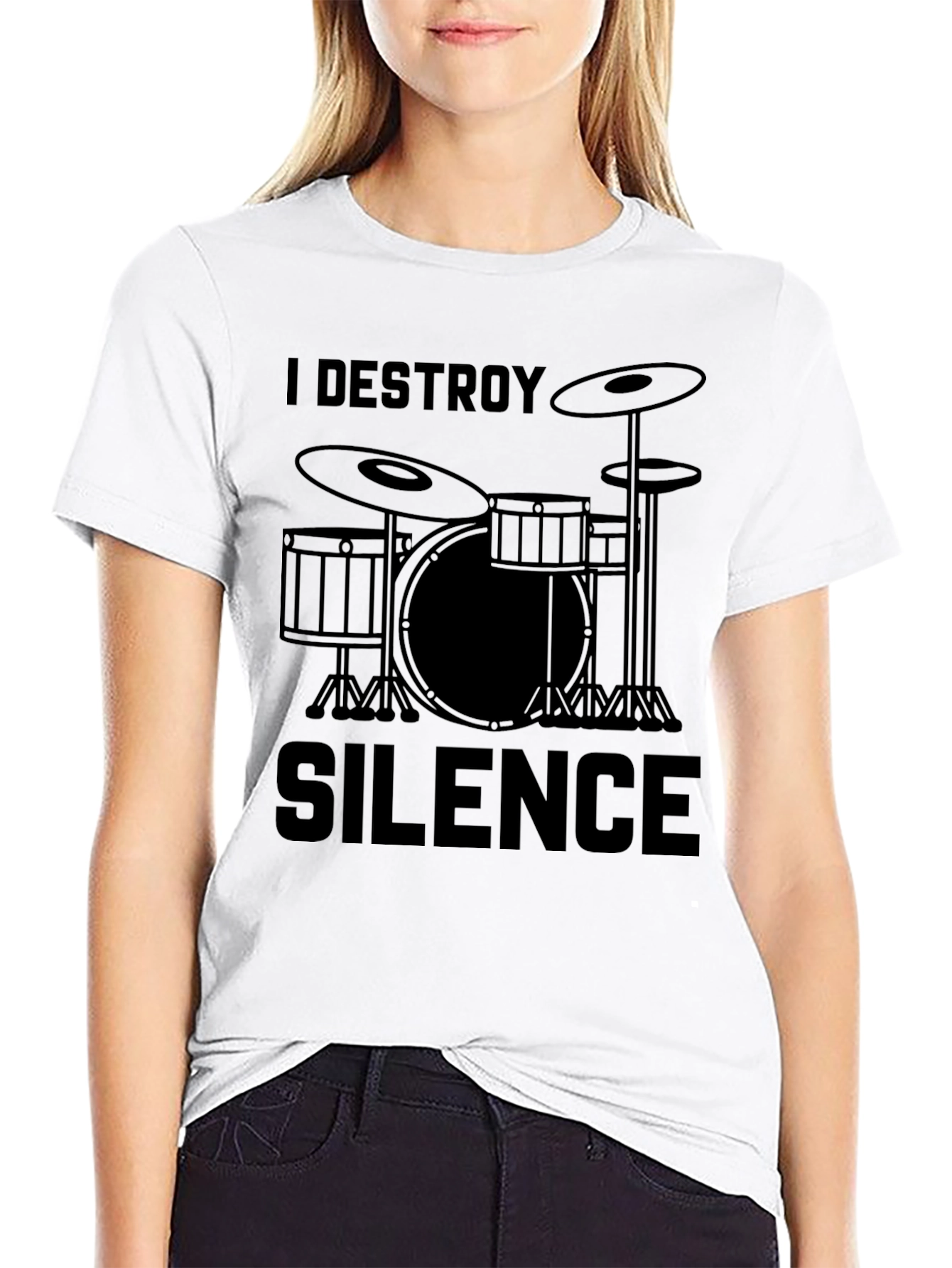 Black I Destroy Silence Drummer T-Shirt view 9