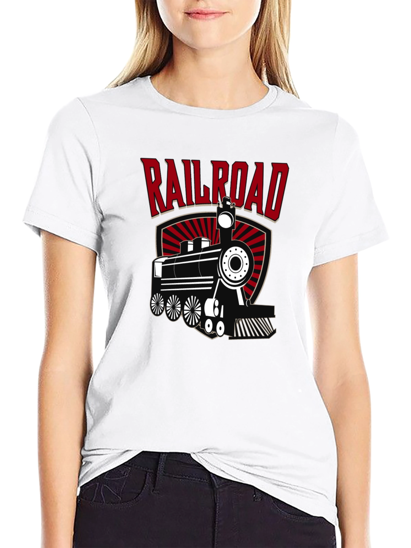 Black Railroad Train Graphic Tee - Cool Black T-Shirt view 9