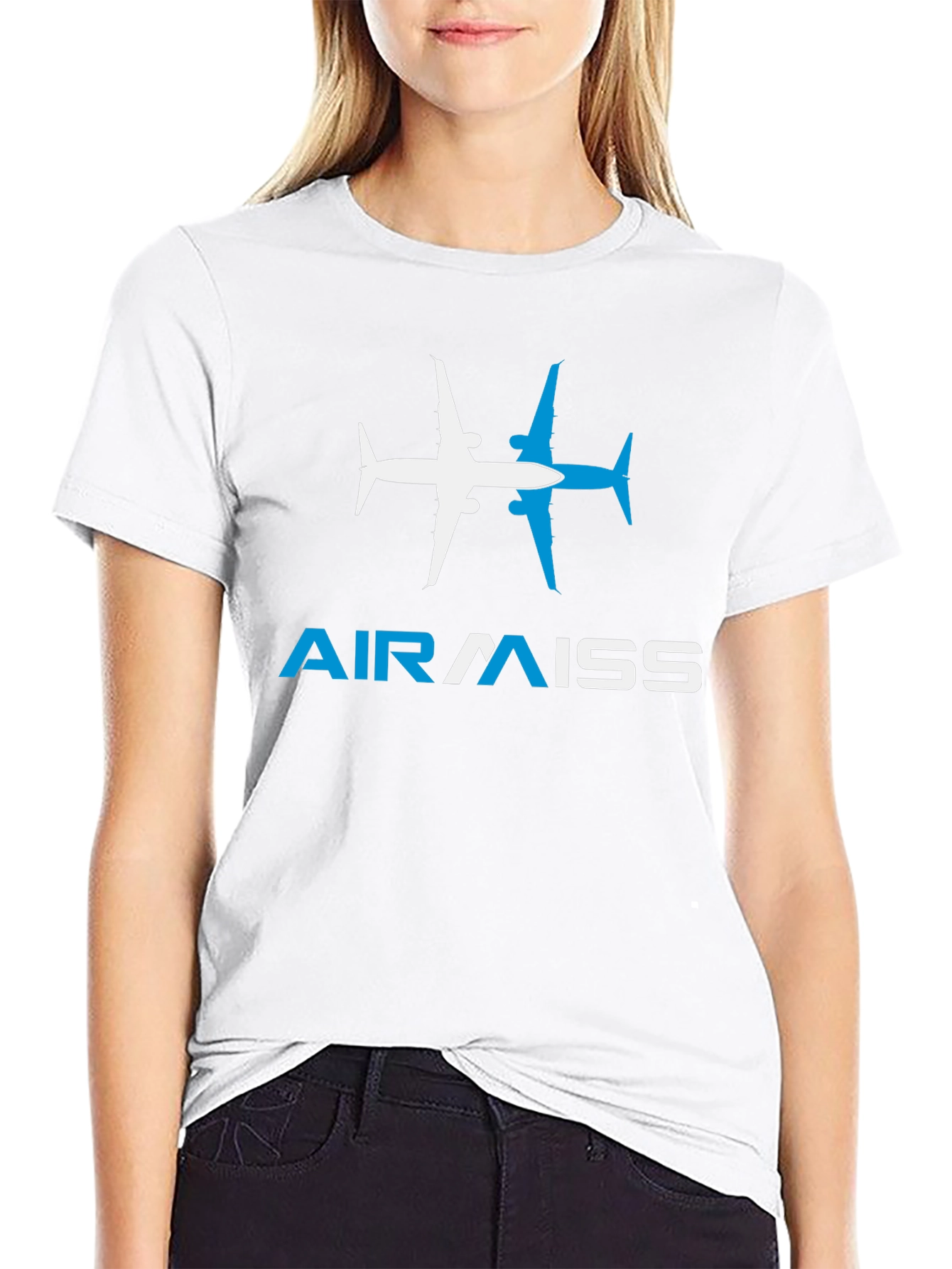 Black AirMiss Airplane Graphic T-Shirt view 9