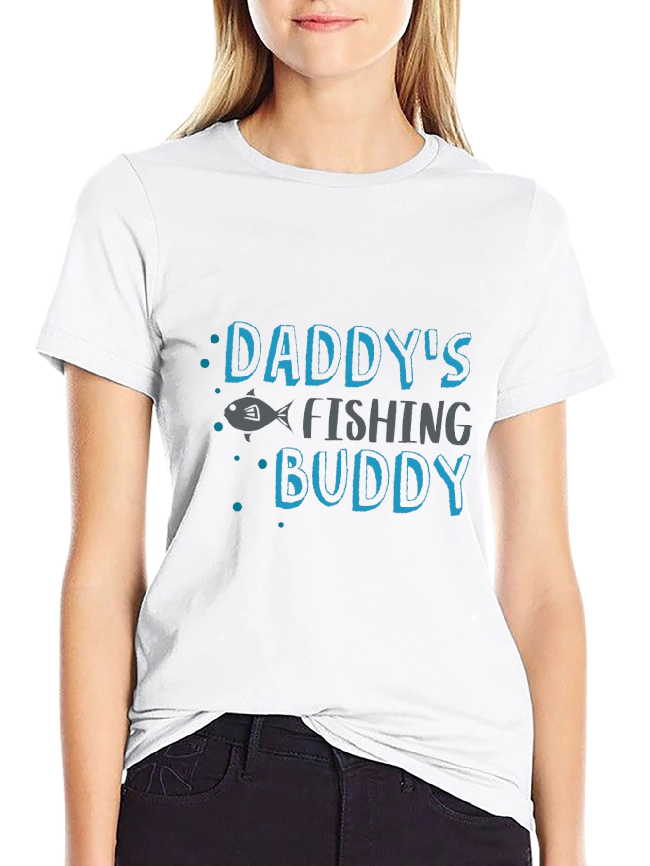 Black Daddy's Fishing Buddy Black T-Shirt view 9
