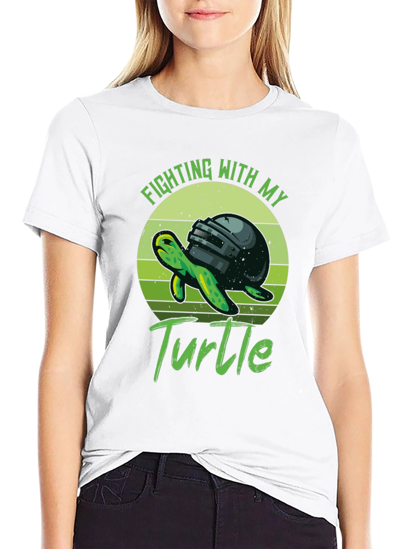 Black Fighting with My Turtle T-Shirt view 9