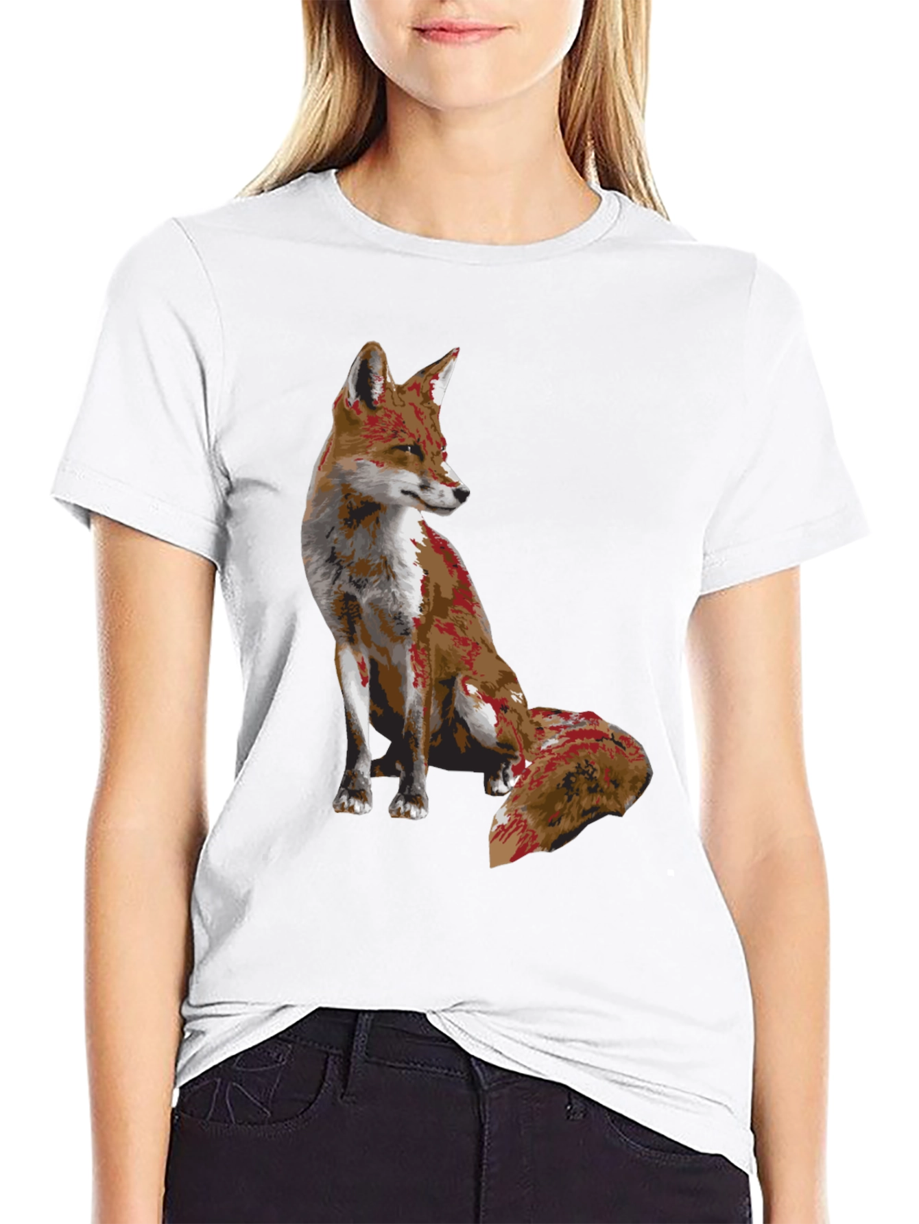 Black Fox Graphic Print Black T-Shirt view 9