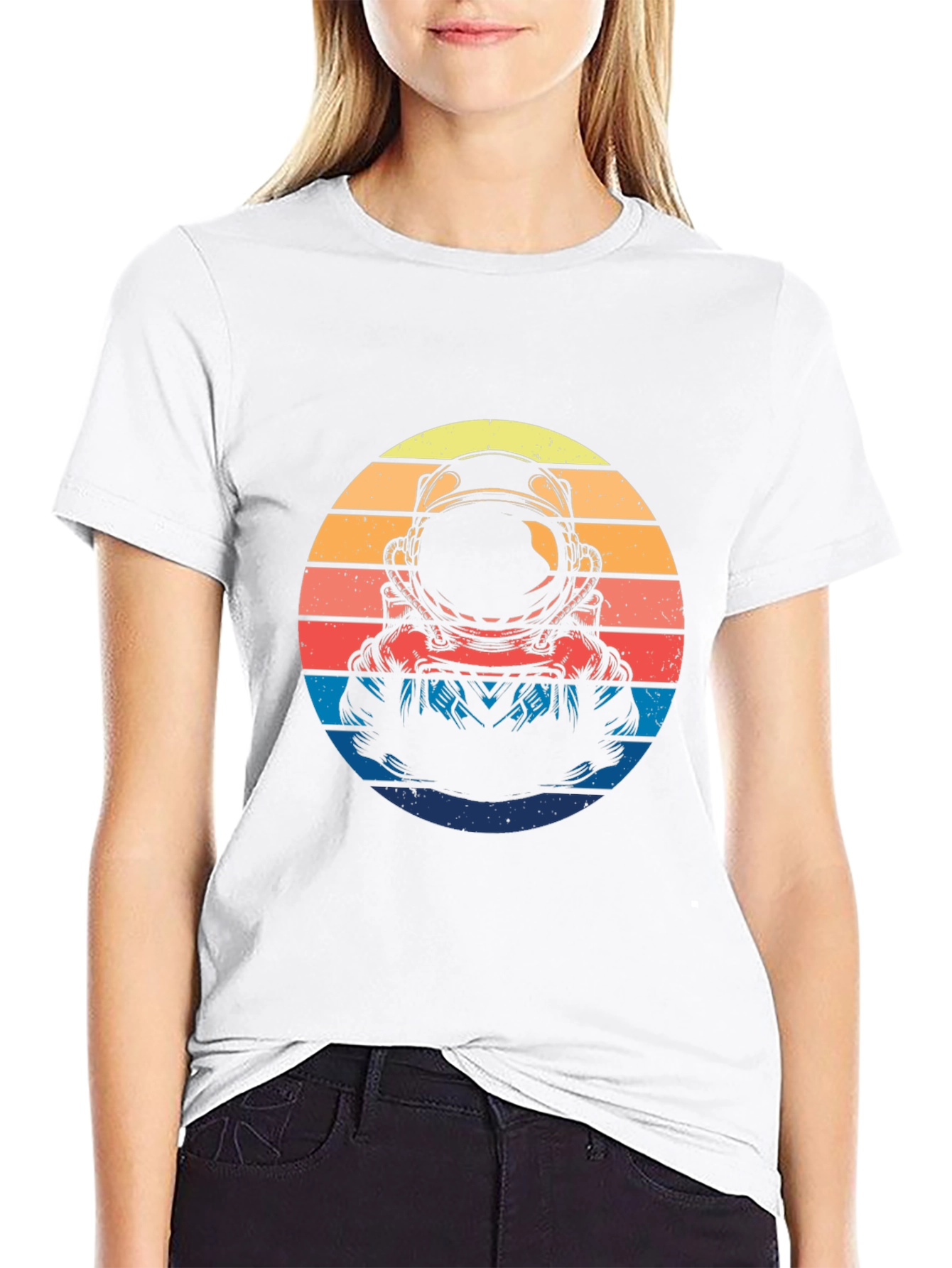 Black Retro Astronaut Graphic T-Shirt view 9