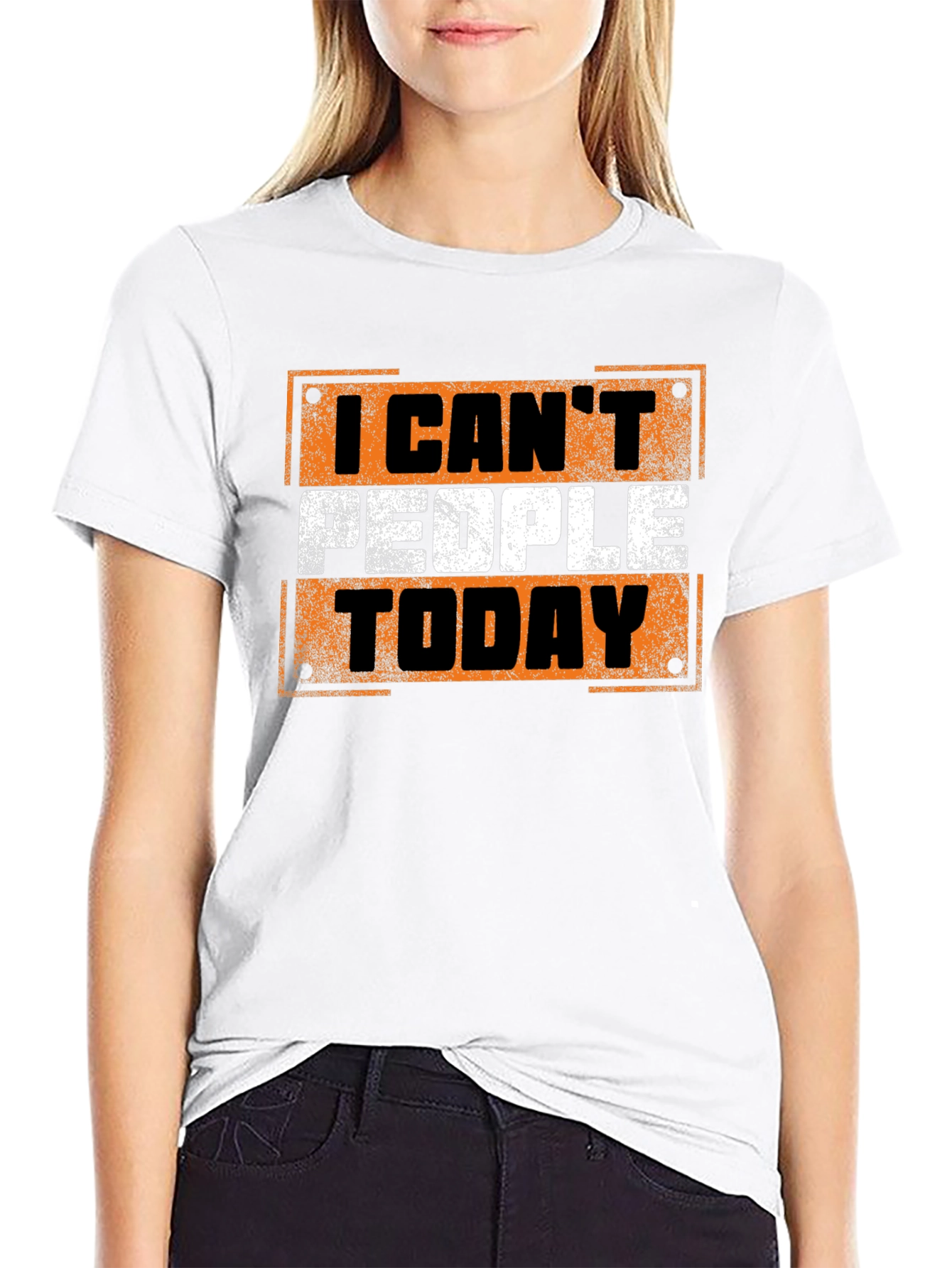 Black I Can't People Today Graphic Tee - Black Cotton T-Shirt view 9