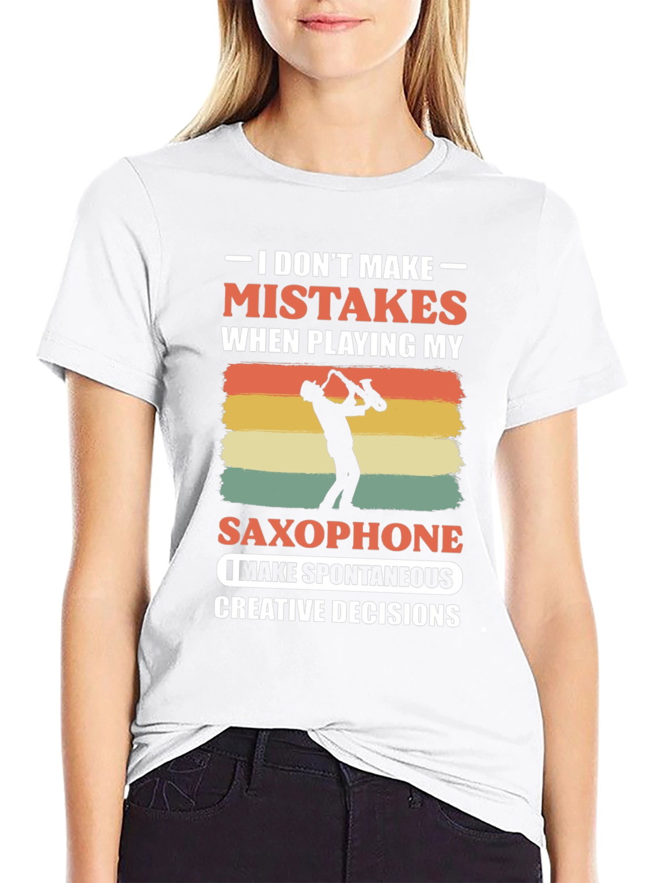 Black Saxophone Player T-Shirt: No Mistakes, Just Decisions view 9