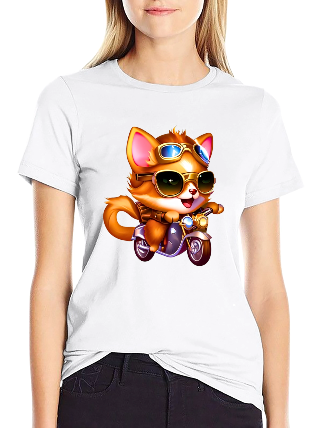 Black Cool Cat Biker T-Shirt - Ride in Style! view 9