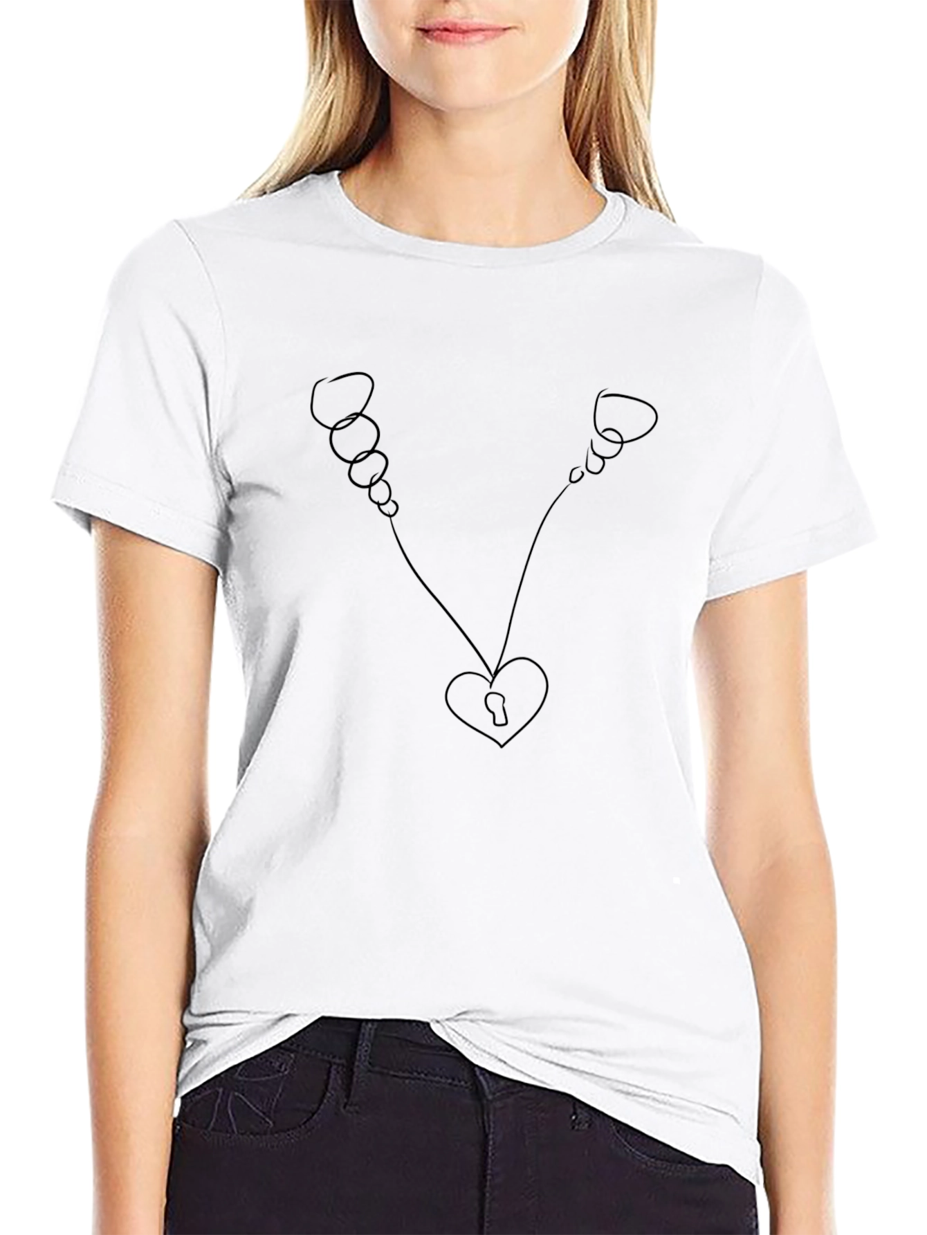 Heart Lock & Key T-Shirt - Modern Minimalist Tee - 9
