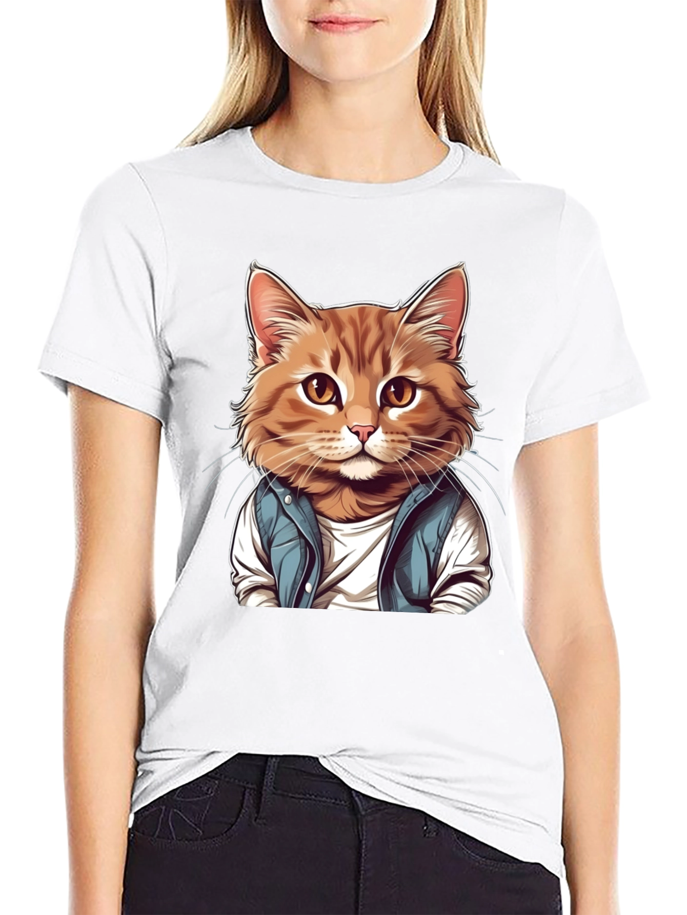 Black Cool Cat Graphic Tee view 9