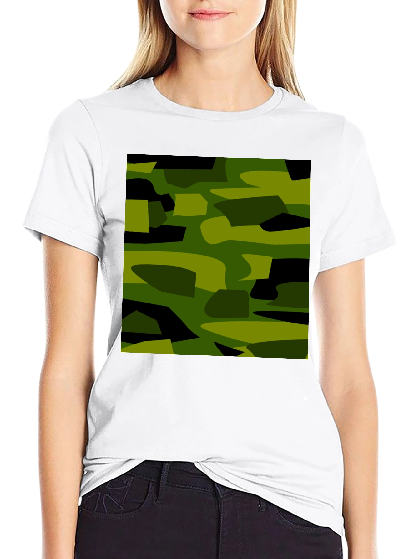 Black Camouflage Graphic Print Black T-Shirt view 9