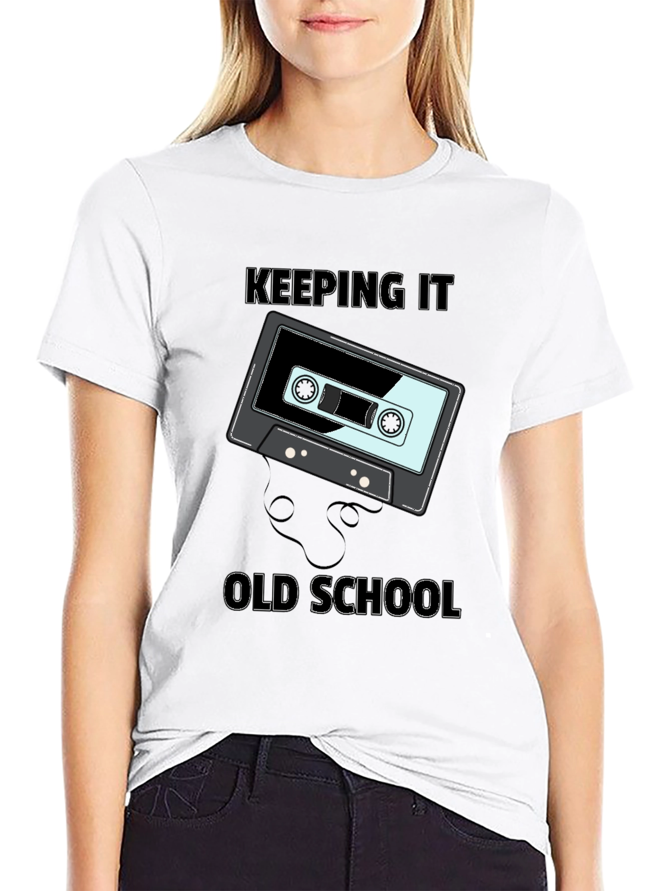 Black Retro Cassette Tape 'Keeping It Old School' Graphic Tee view 9