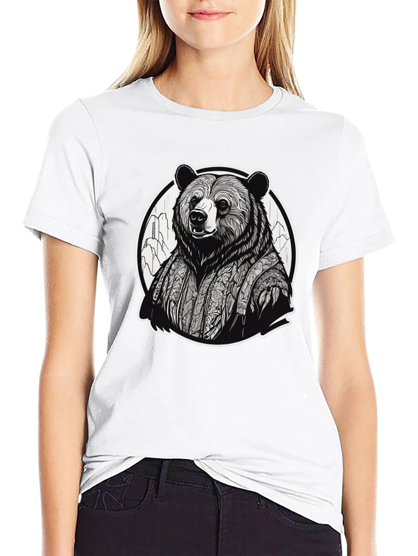 Black Bear Kimono Graphic Tee - Unique Streetwear view 9