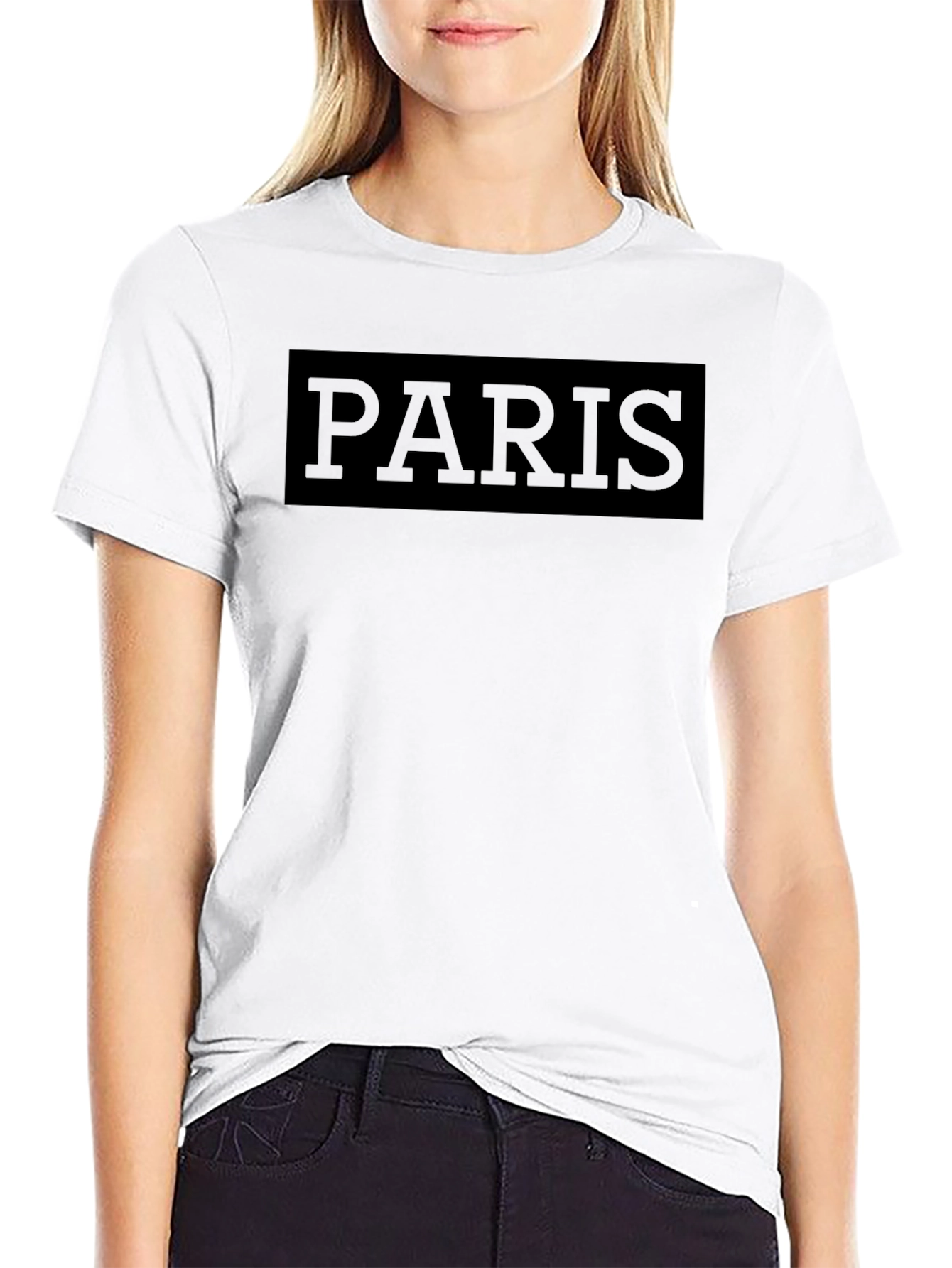 Black Paris Graphic Tee - Stylish Minimalist Black T-Shirt view 9