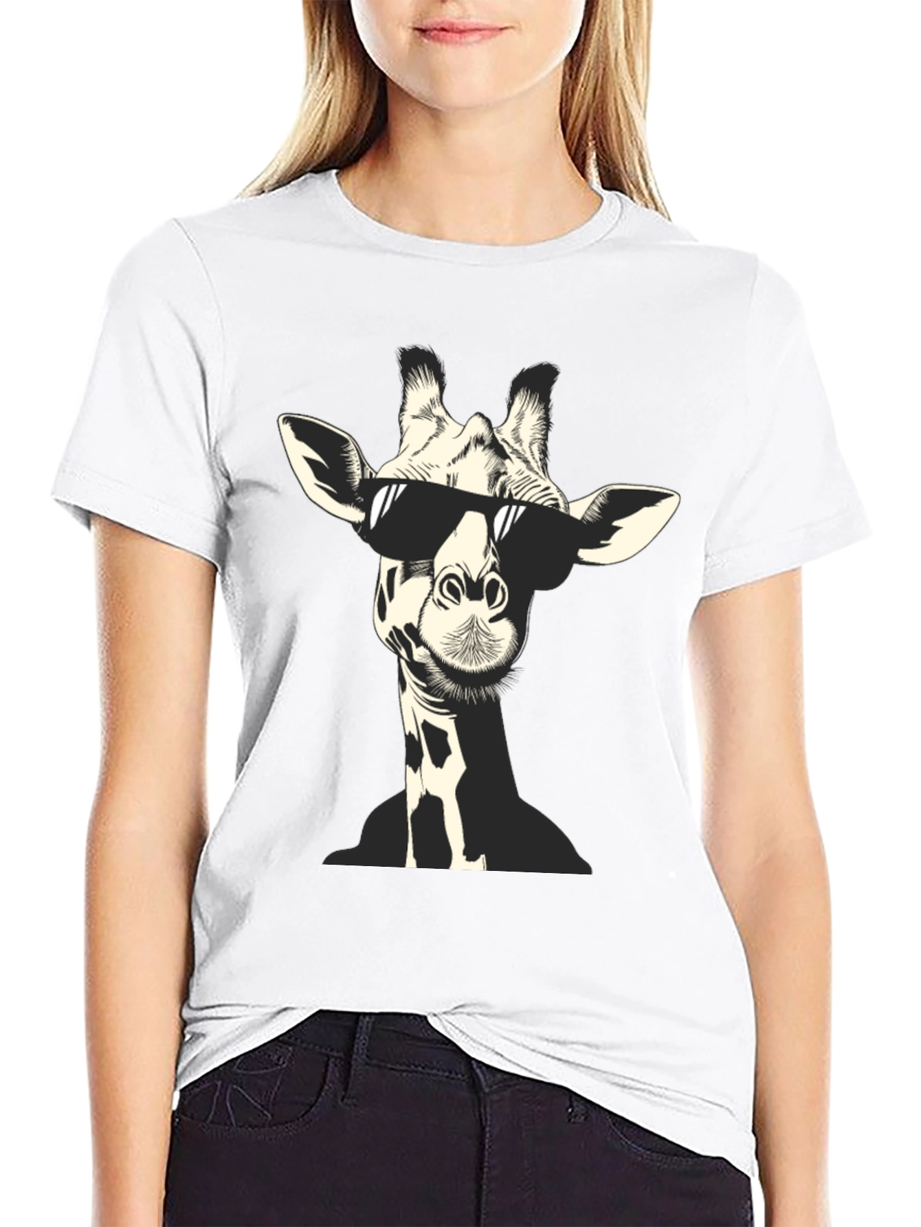 Black Cool Giraffe Graphic T-Shirt view 9