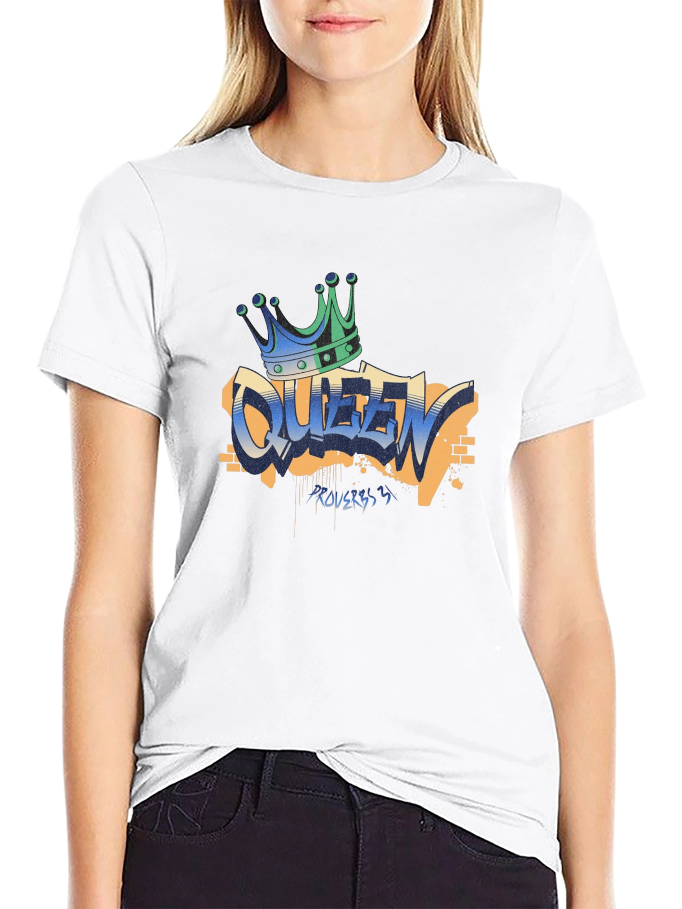 Black Queen Graffiti T-Shirt - Crown Graphic Tee view 9