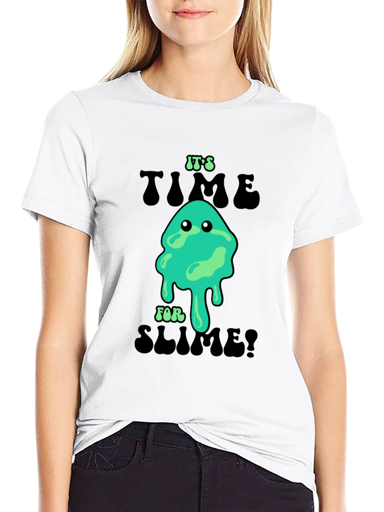 Black It's Time for Slime! Novelty Graphic T-Shirt view 9