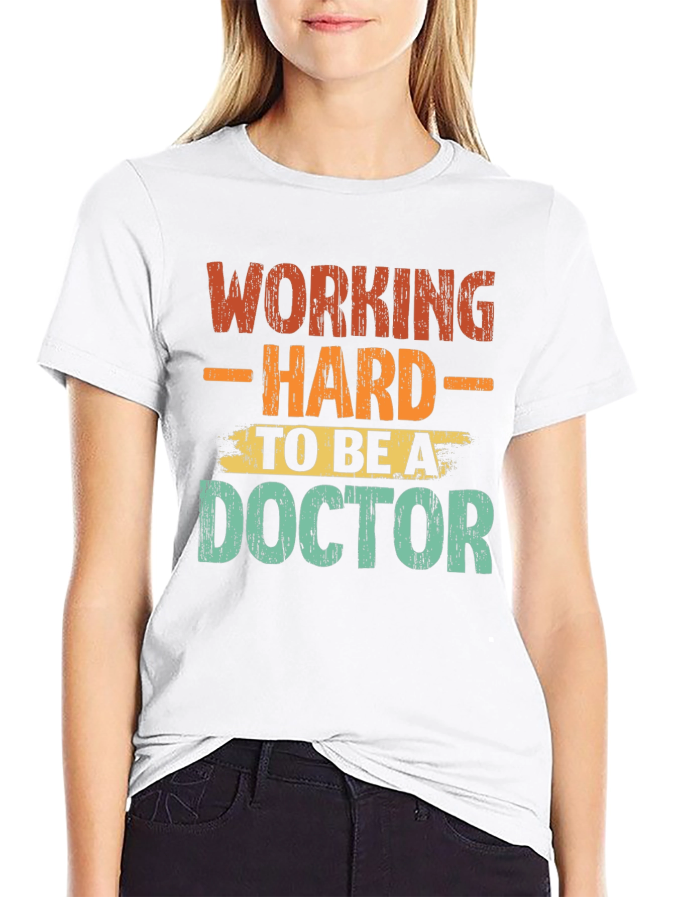 Black Working Hard To Be A Doctor Graphic T-Shirt view 9