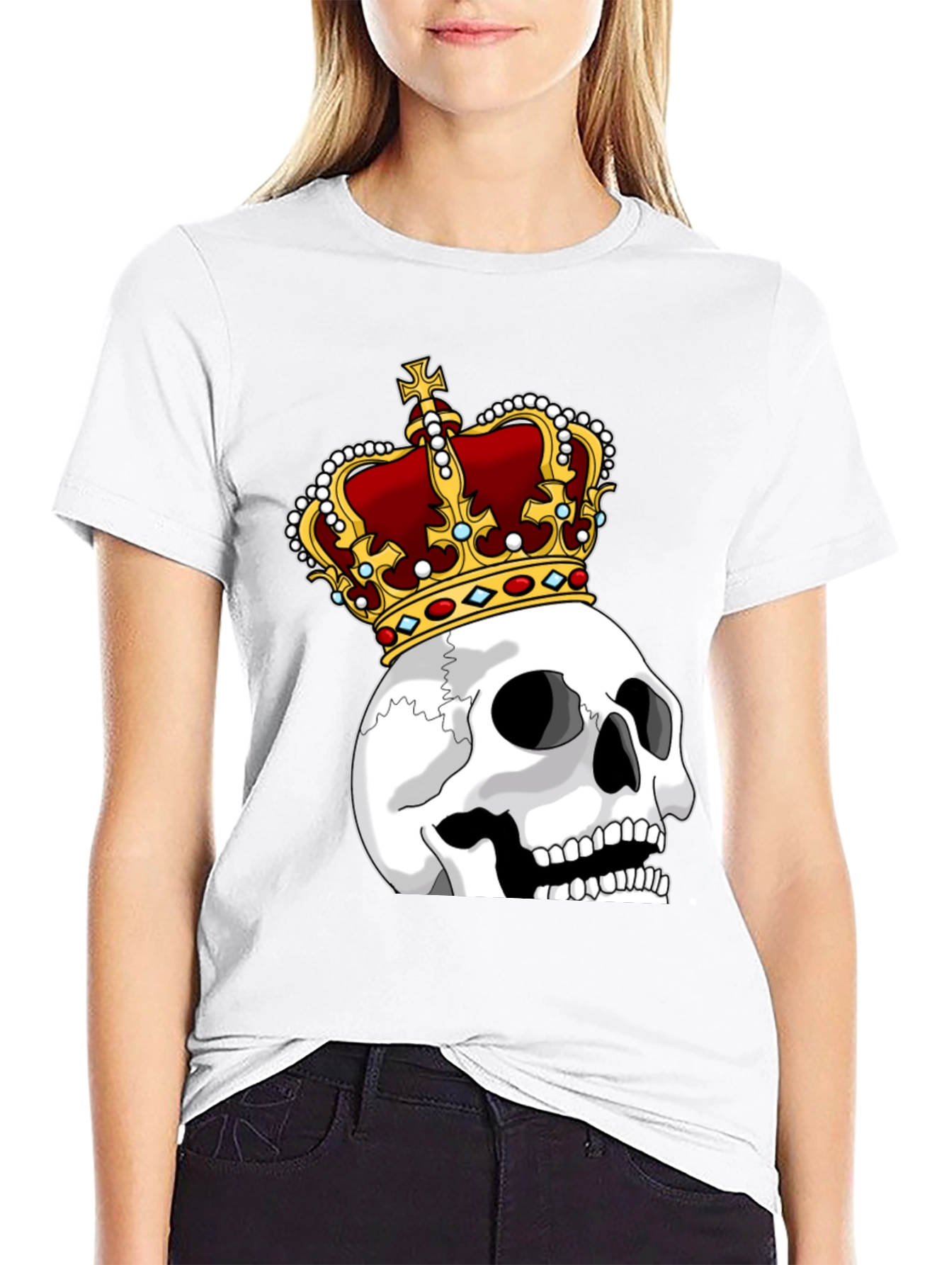 Black Skull King Graphic Tee - Black Cotton T-Shirt view 9