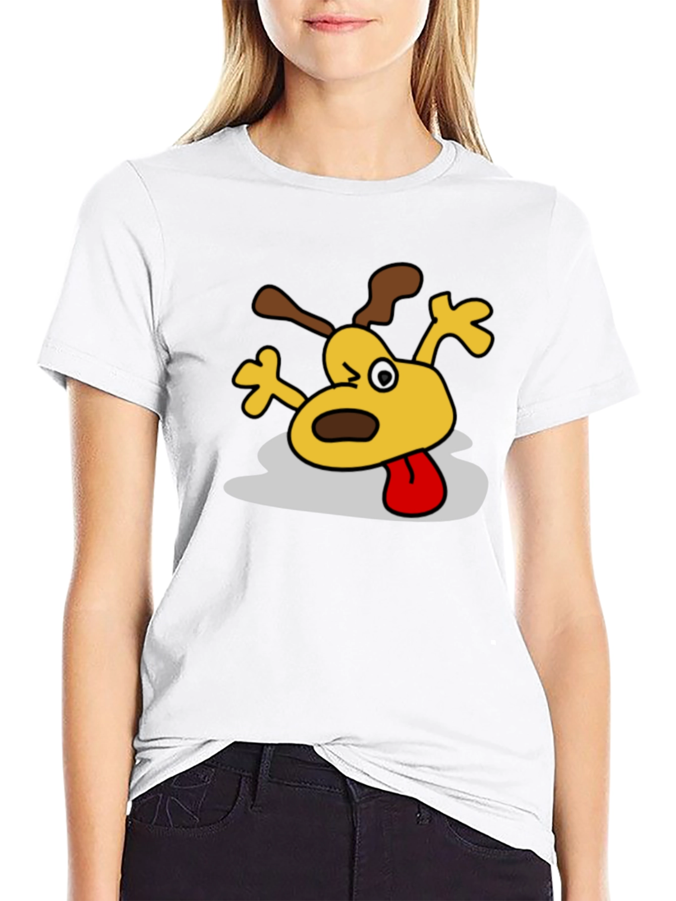 Black Cartoon Dog Graphic Black T-Shirt view 9