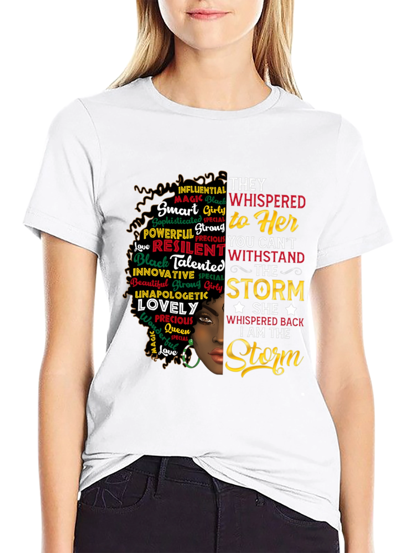 Black Empowered Woman Graphic T-Shirt - "I Am The Storm" view 9
