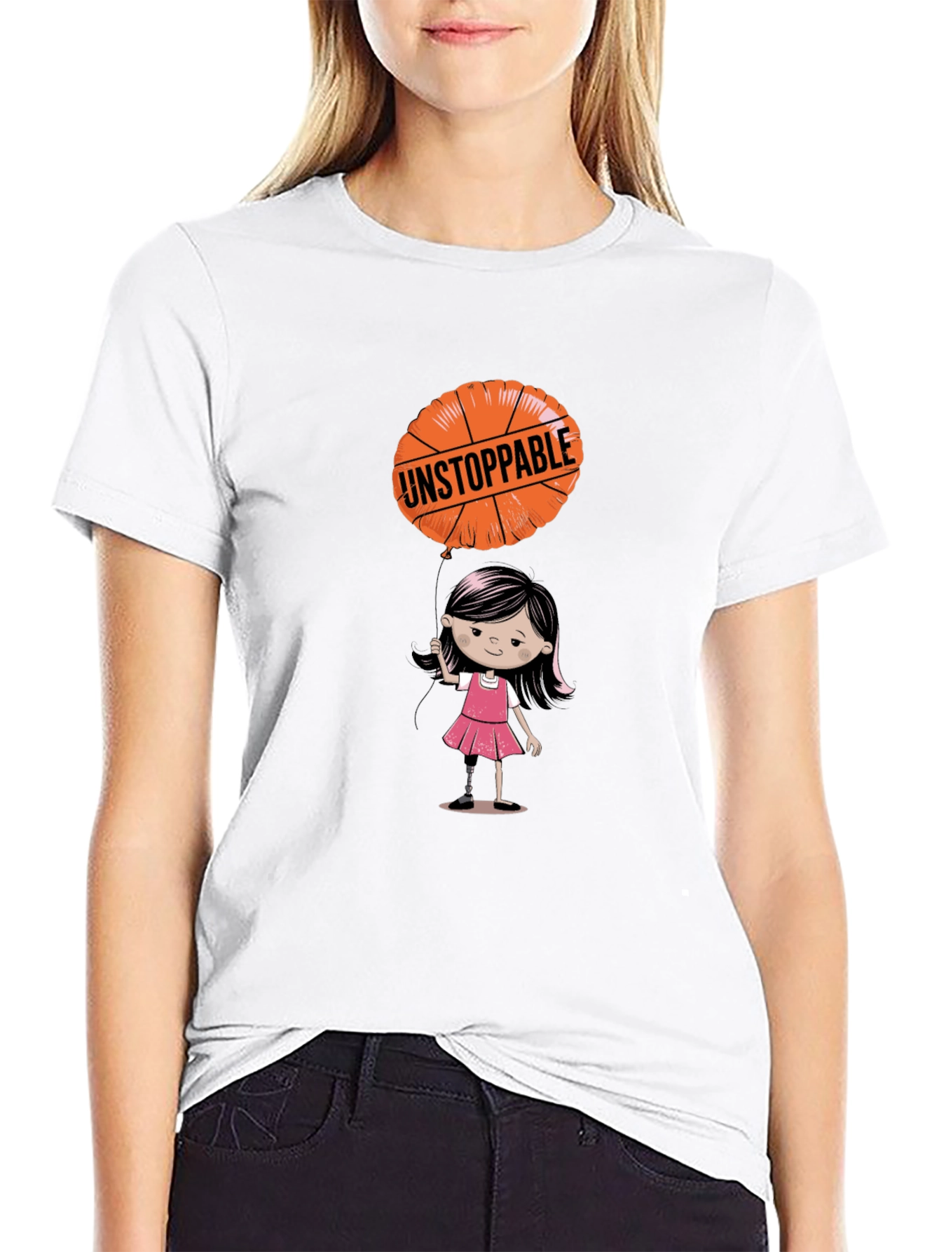Black Unstoppable Girl's Graphic Tee view 9