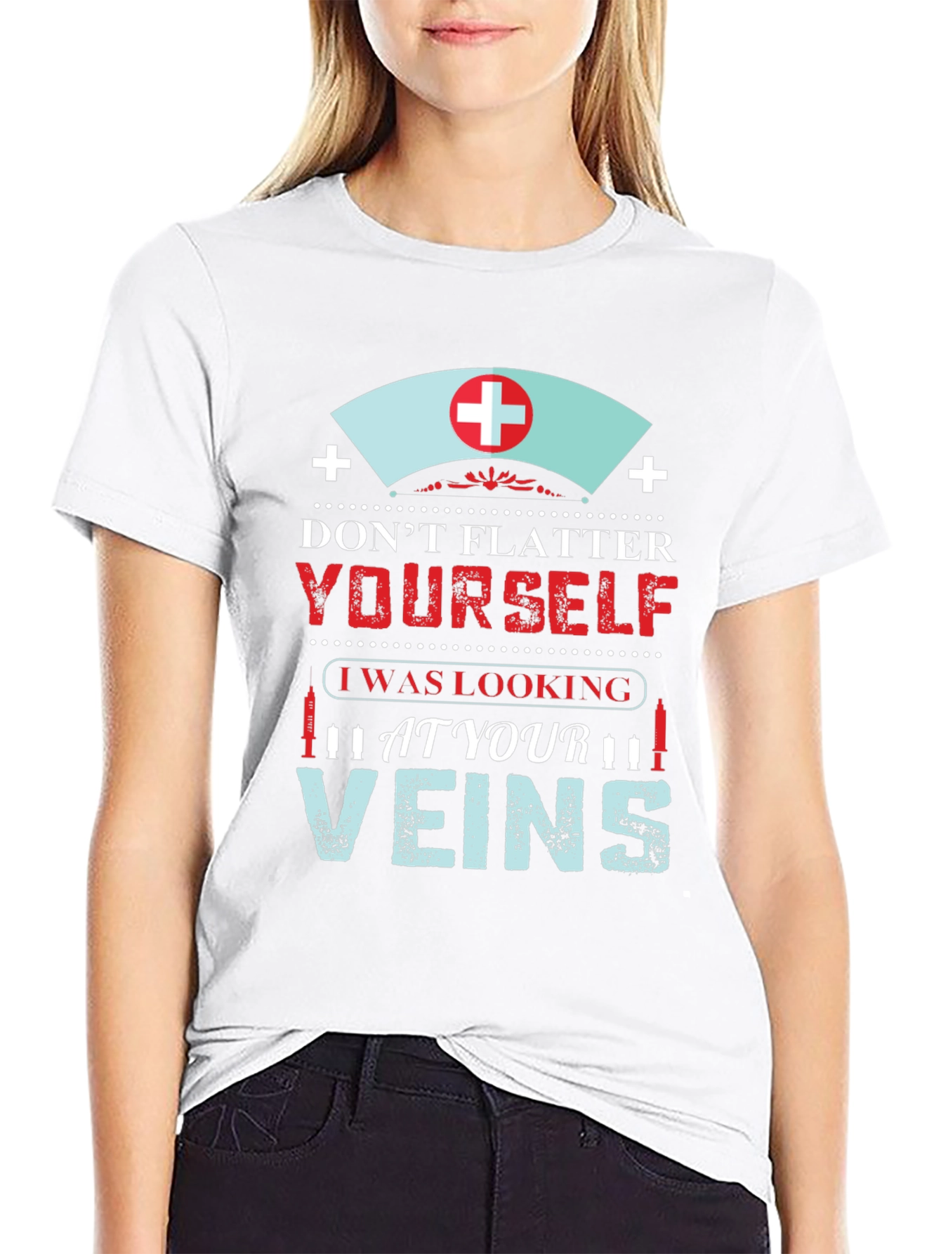 Black Funny Nurse Vein T-Shirt view 9