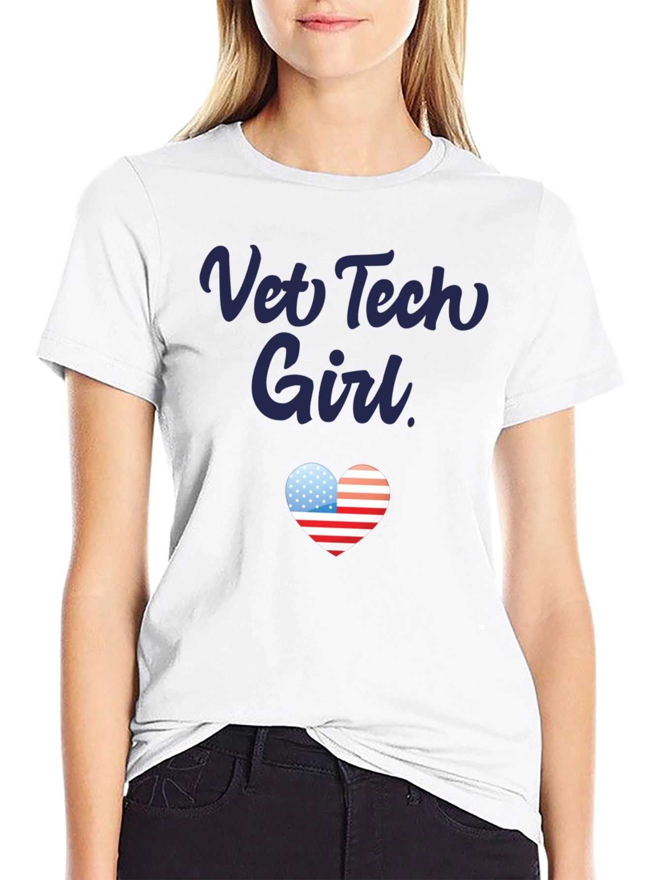 Black Vet Tech Girl Patriotic Heart T-Shirt view 9