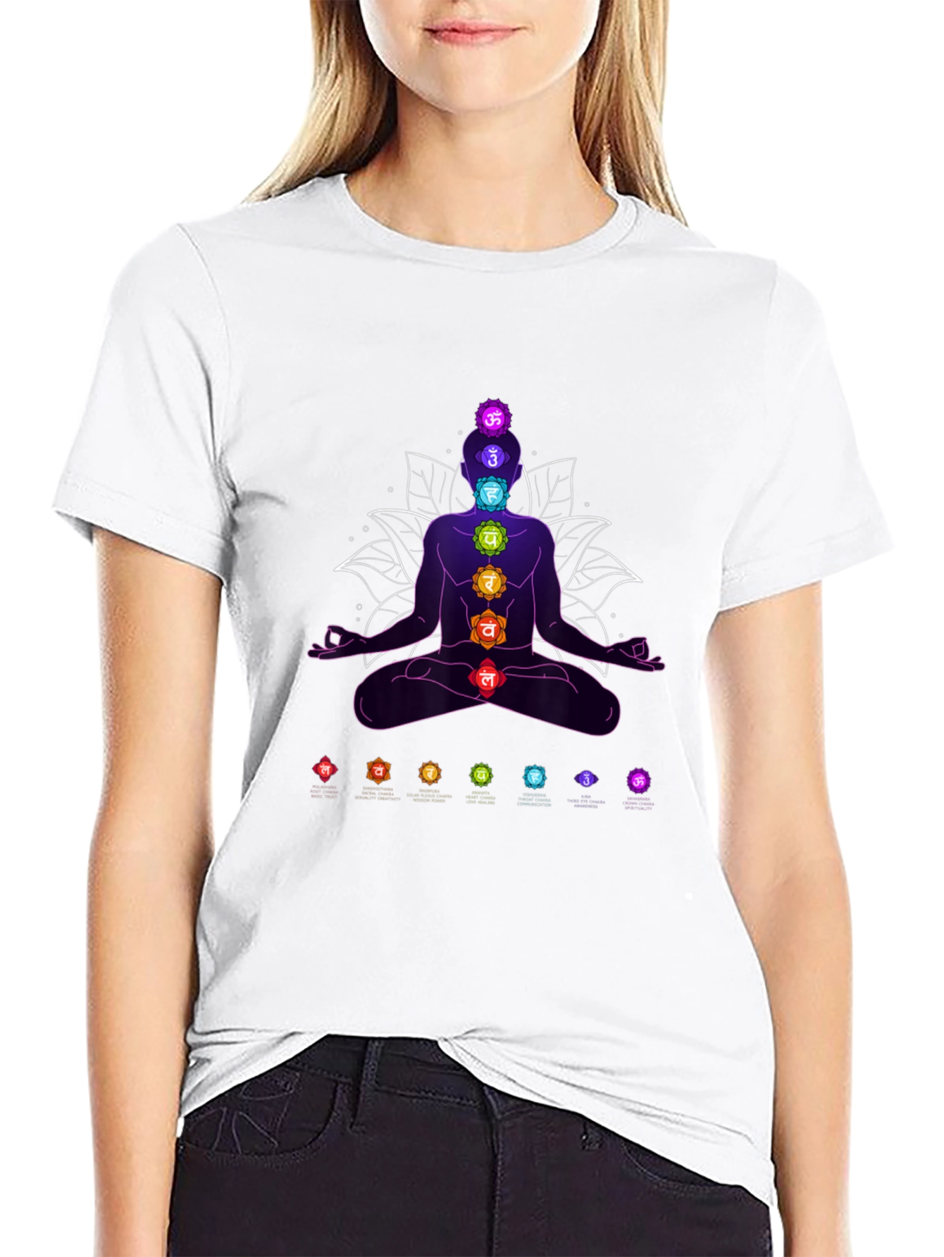 Black Chakra Meditation T-Shirt - Spiritual Design view 9