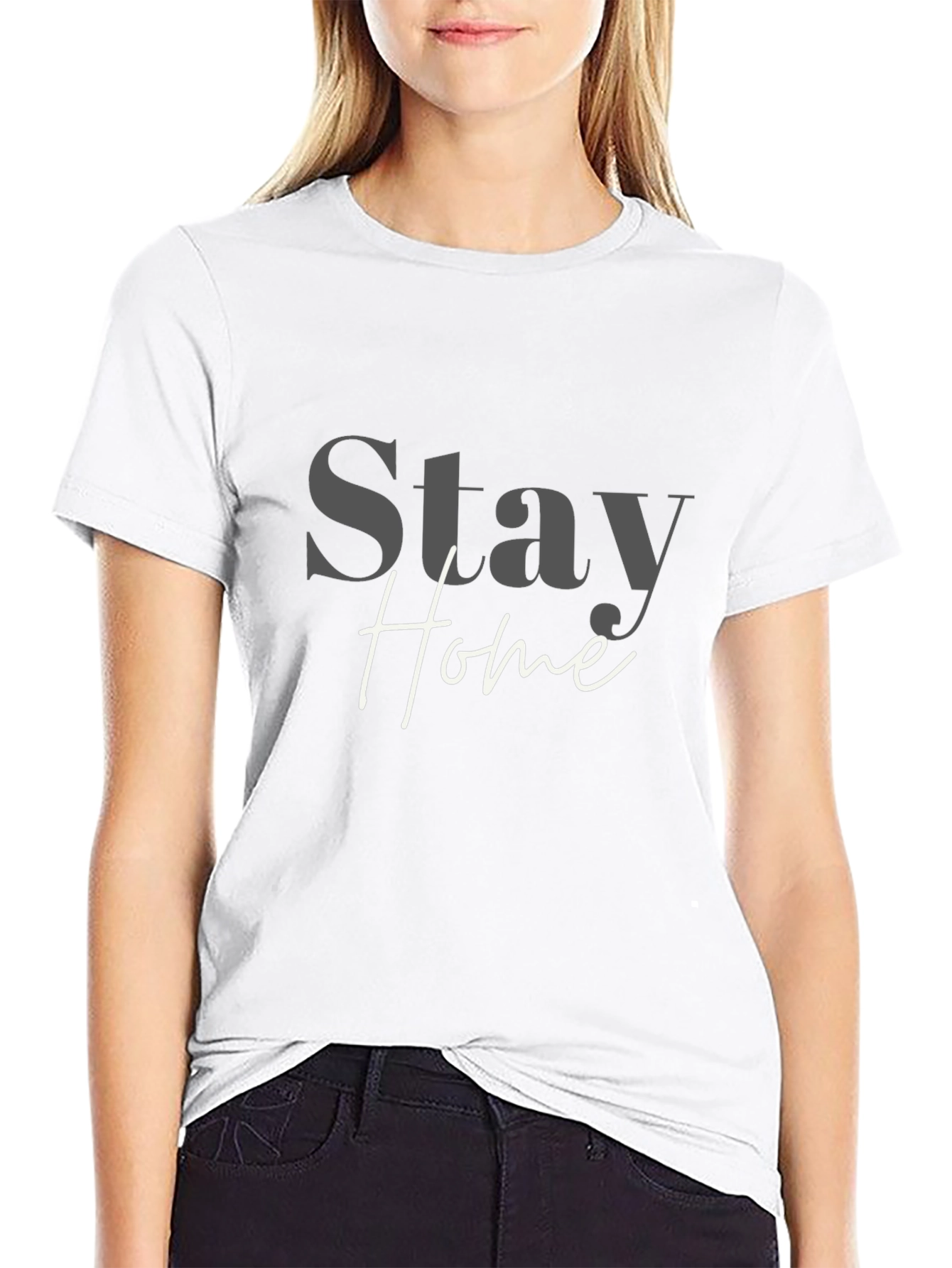 Black Stay Home Graphic Tee - Black Cotton Blend view 9