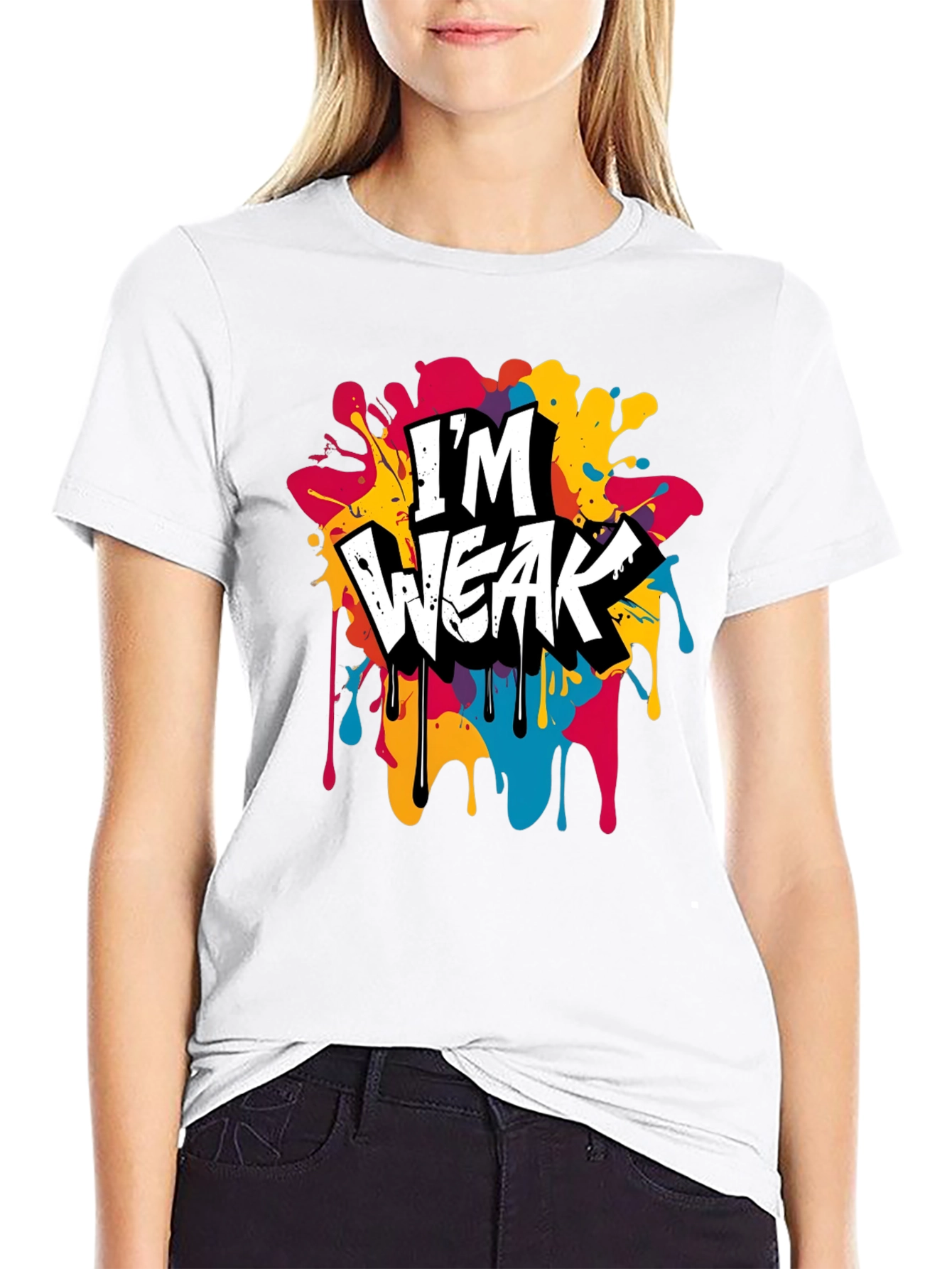 Black I'm Weak Graphic Tee - Bold & Colorful view 9