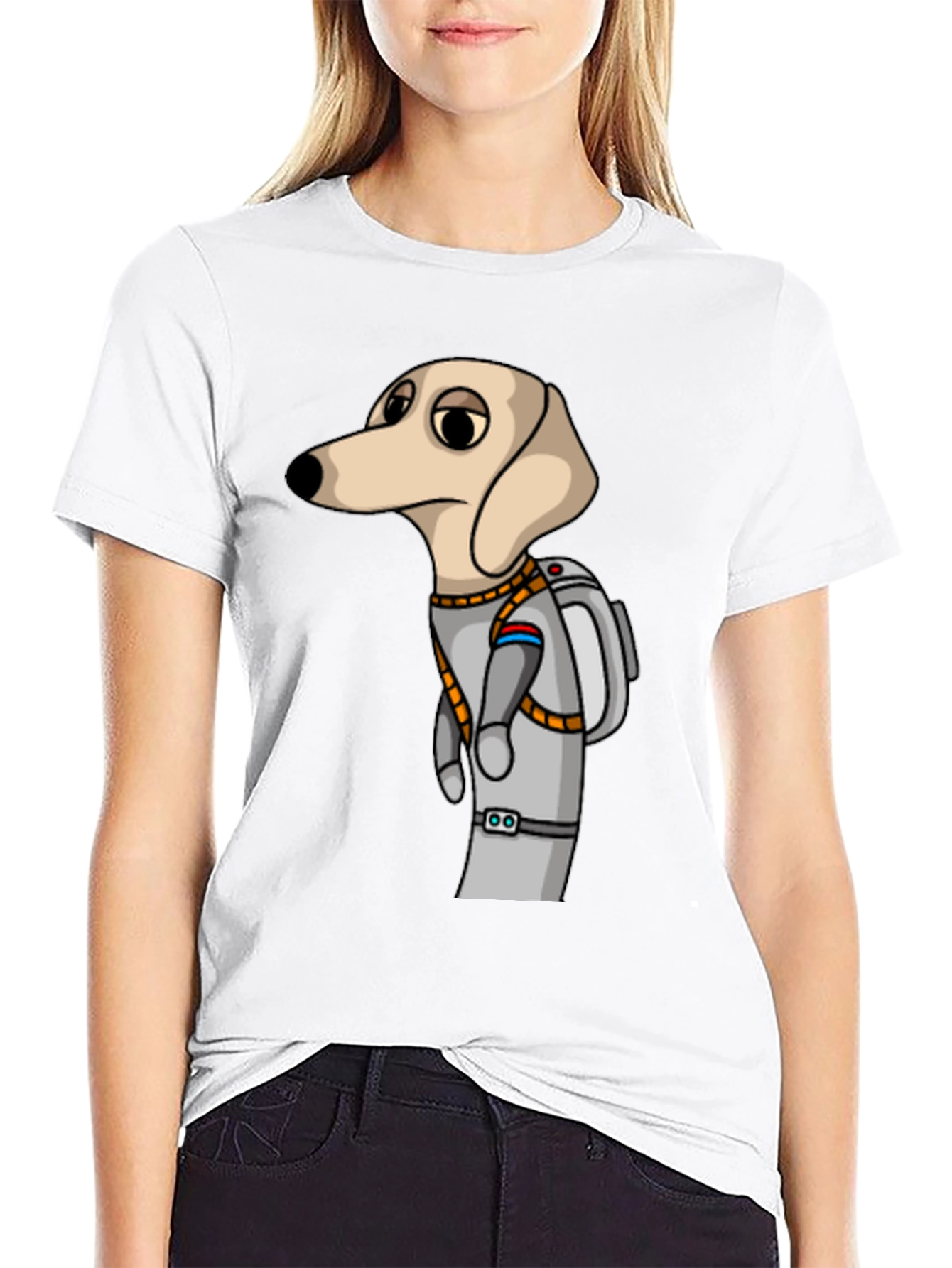 Black Dog Astronaut Graphic Tee - Unisex Black T-Shirt view 9