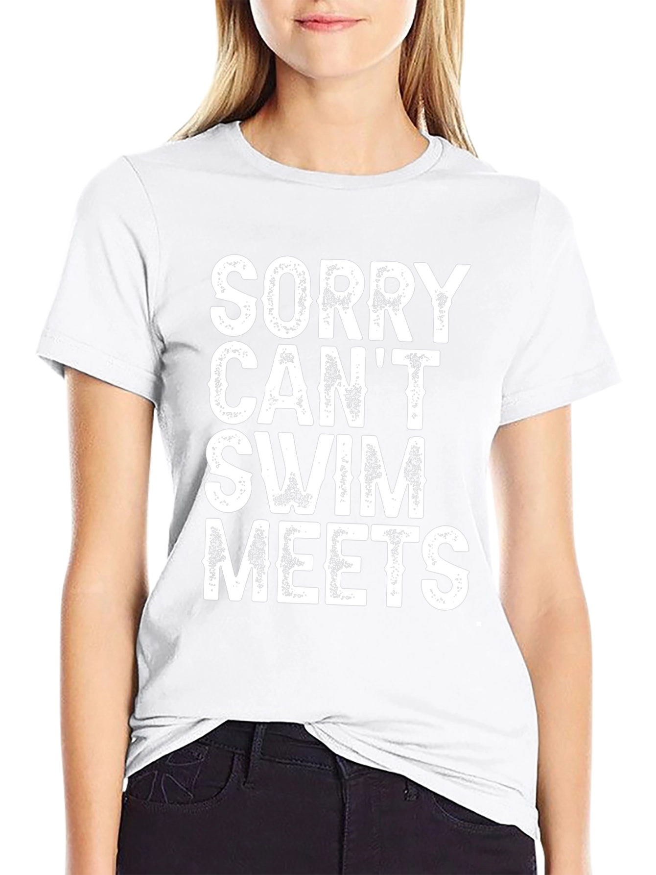Black Funny Sorry Can't Swim Meets T-Shirt view 9