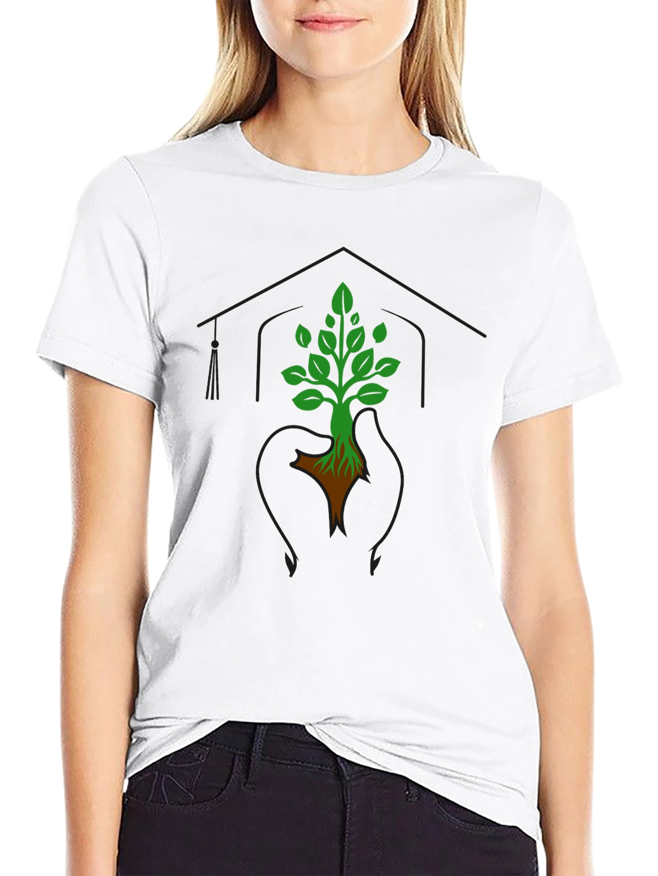 Black Eco-Friendly Tree Graphic Tee - Nature Advocate Shirt view 9