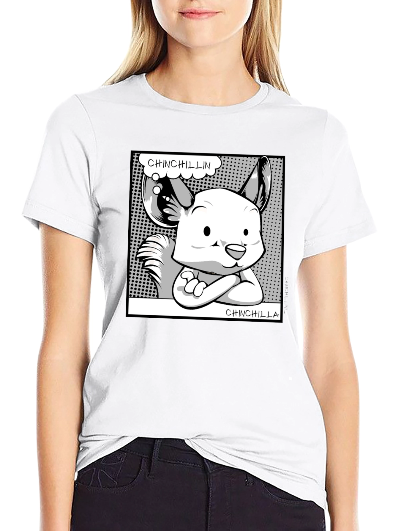 Black Chinchillin' Chinchilla Graphic Tee - Black view 9