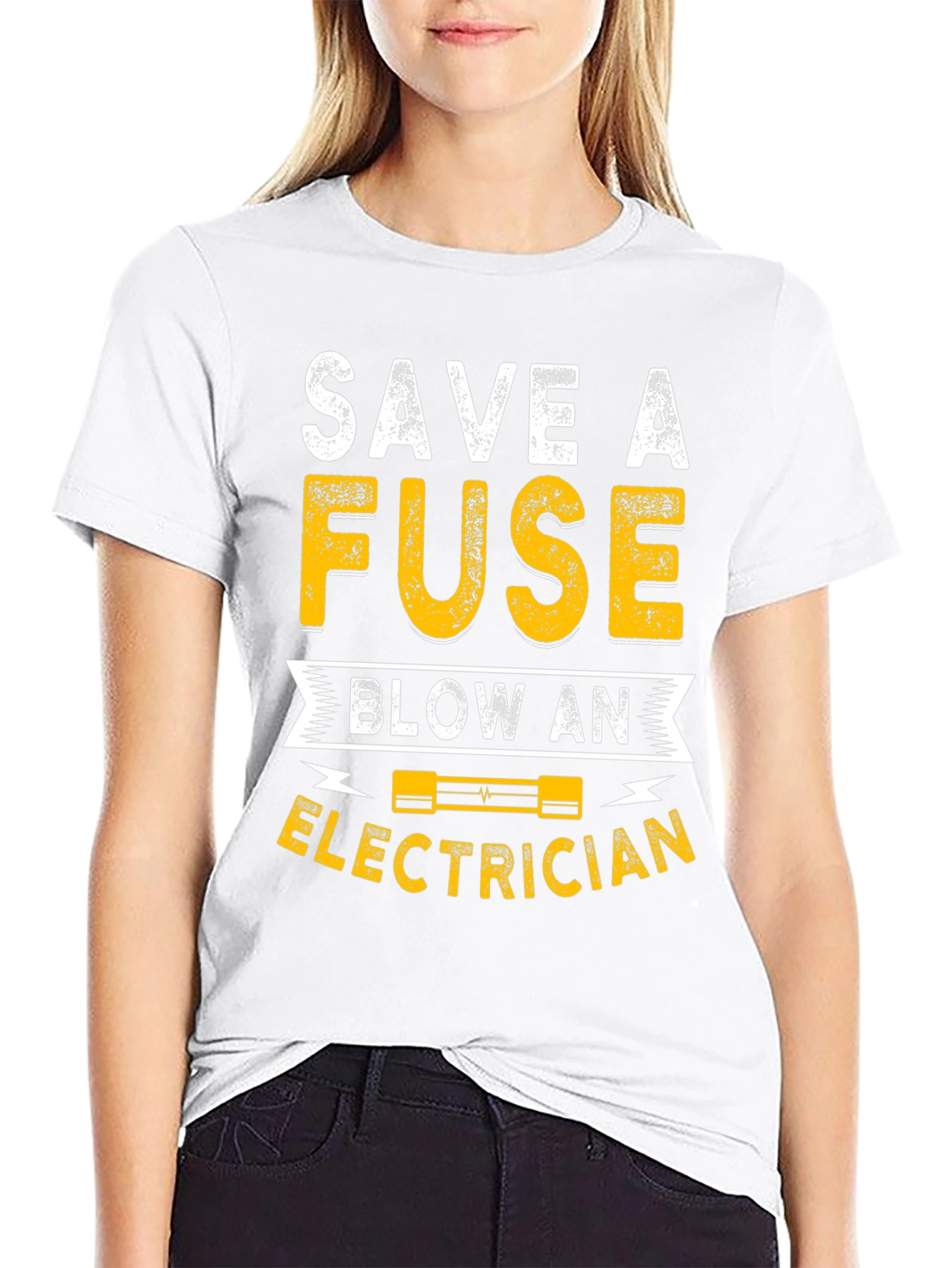 Black Save A Fuse Blow An Electrician Funny T-Shirt view 9