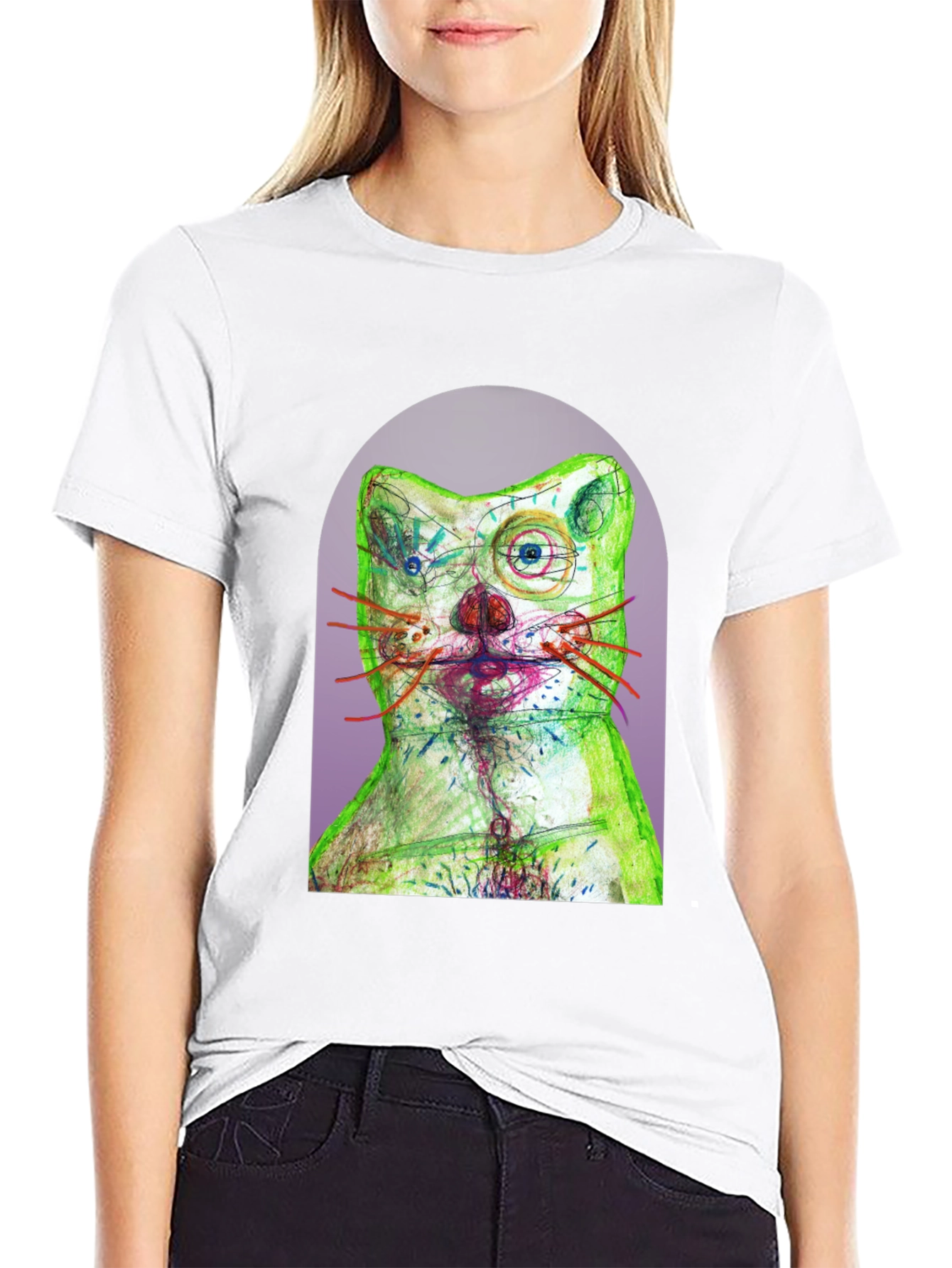 Black Artistic Cat Graphic T-Shirt - Unique Design view 9