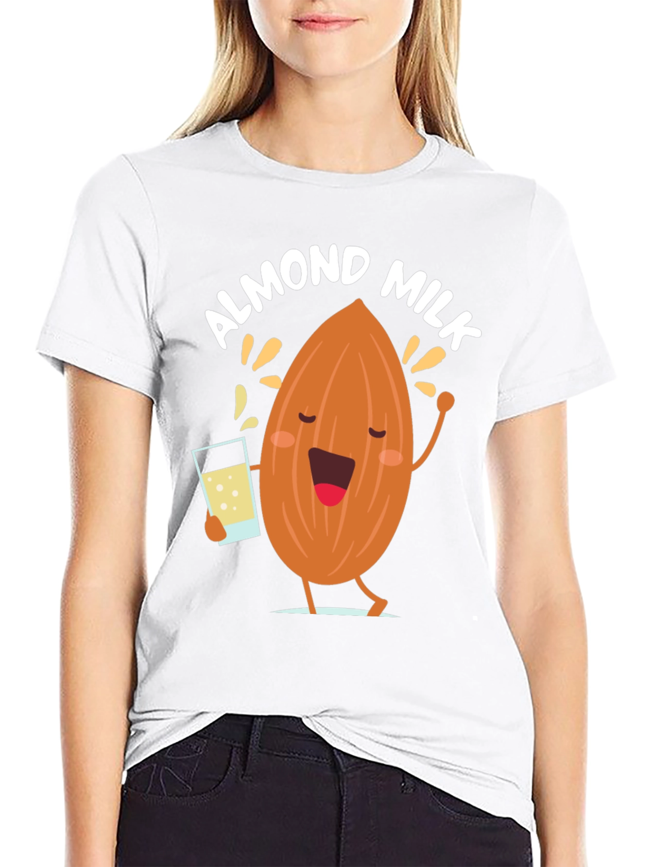 Black Almond Milk Graphic Tee - Funny Cartoon T-Shirt view 9
