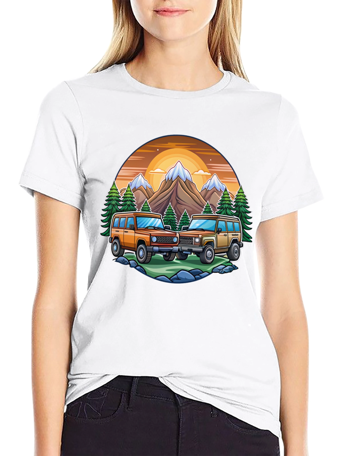 Black Off-Road Adventure T-Shirt - Mountain Scene view 9
