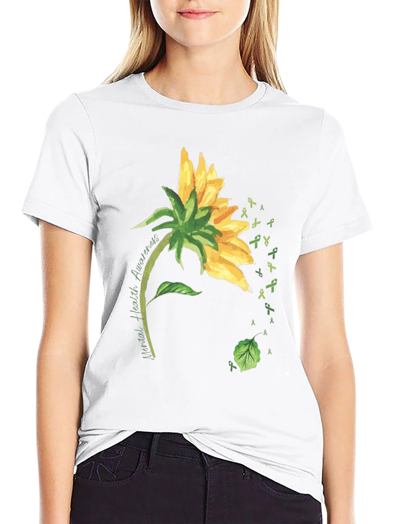 Black Mental Health Awareness Sunflower T-Shirt view 9