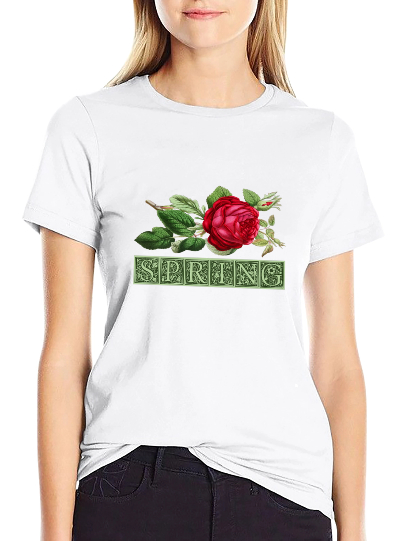 Black Spring Floral T-Shirt - Nature Inspired Design view 9